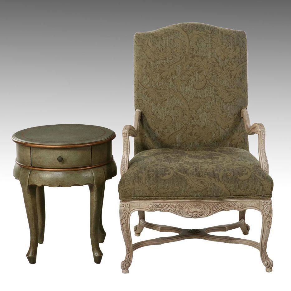 Pennsylvania House Bergère Chair with The Great Indoors Round Other Accent Table