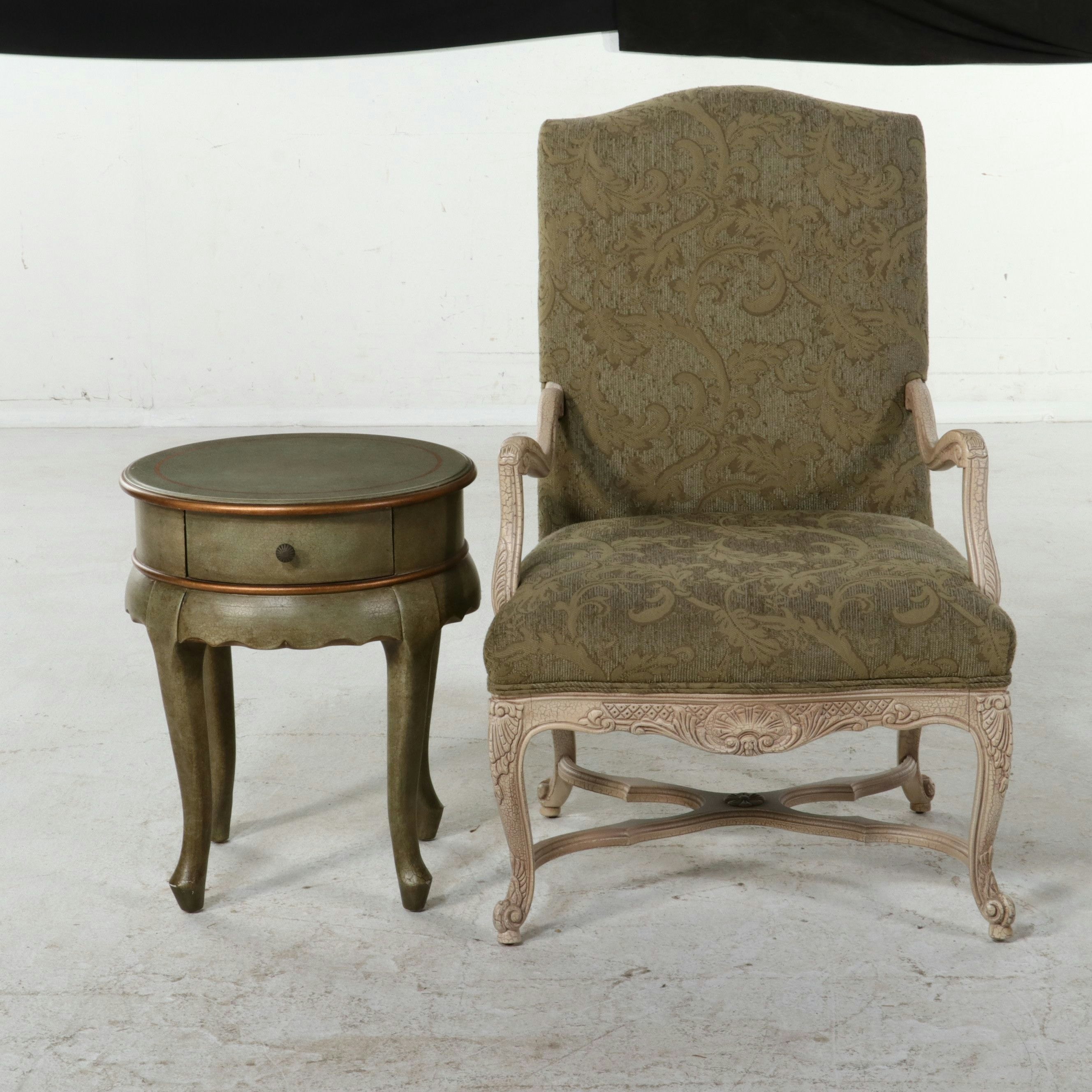 Pennsylvania House Bergère Chair with The Great Indoors Round Other Accent Table