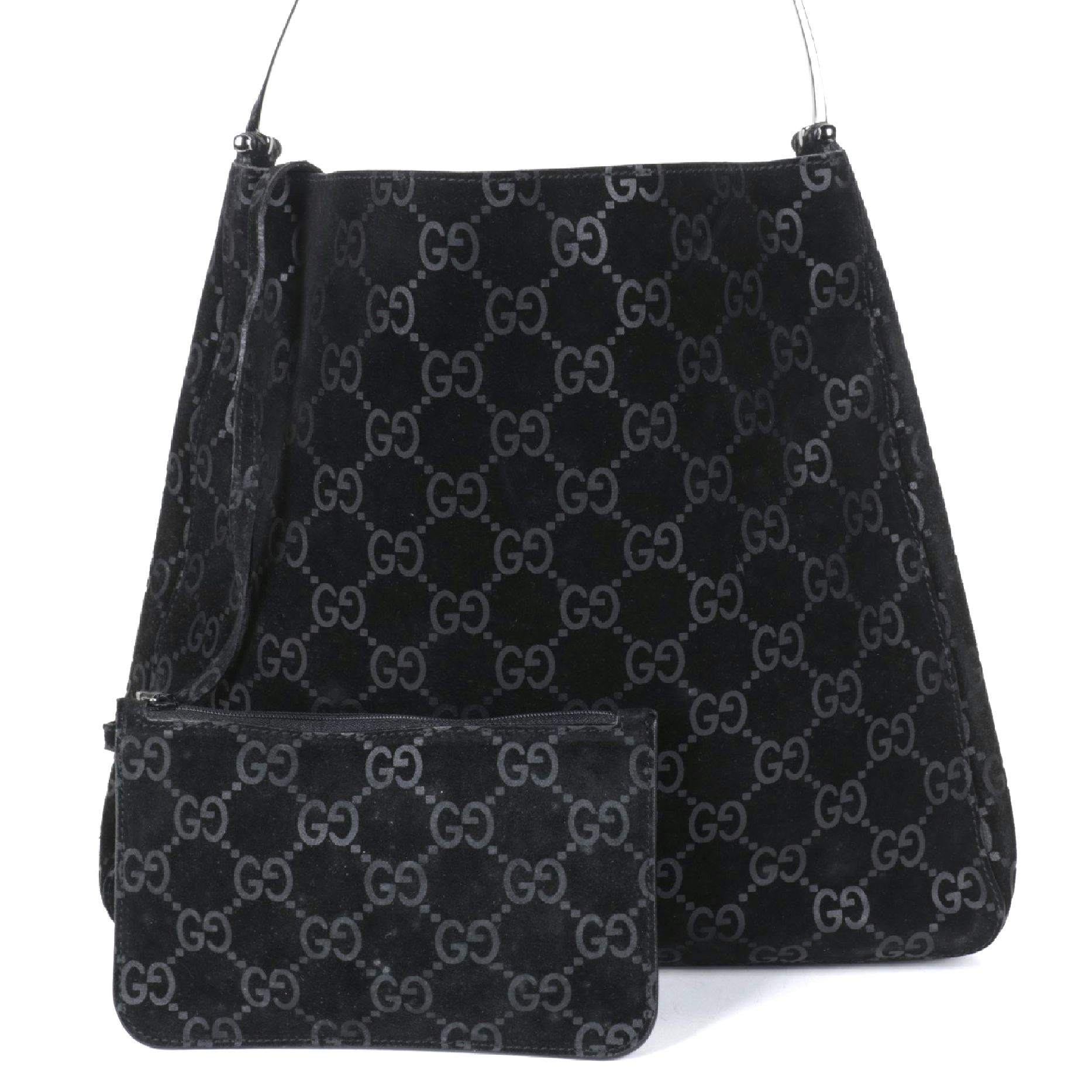 Gucci Shoulder Bag in Black Guccissima Suede