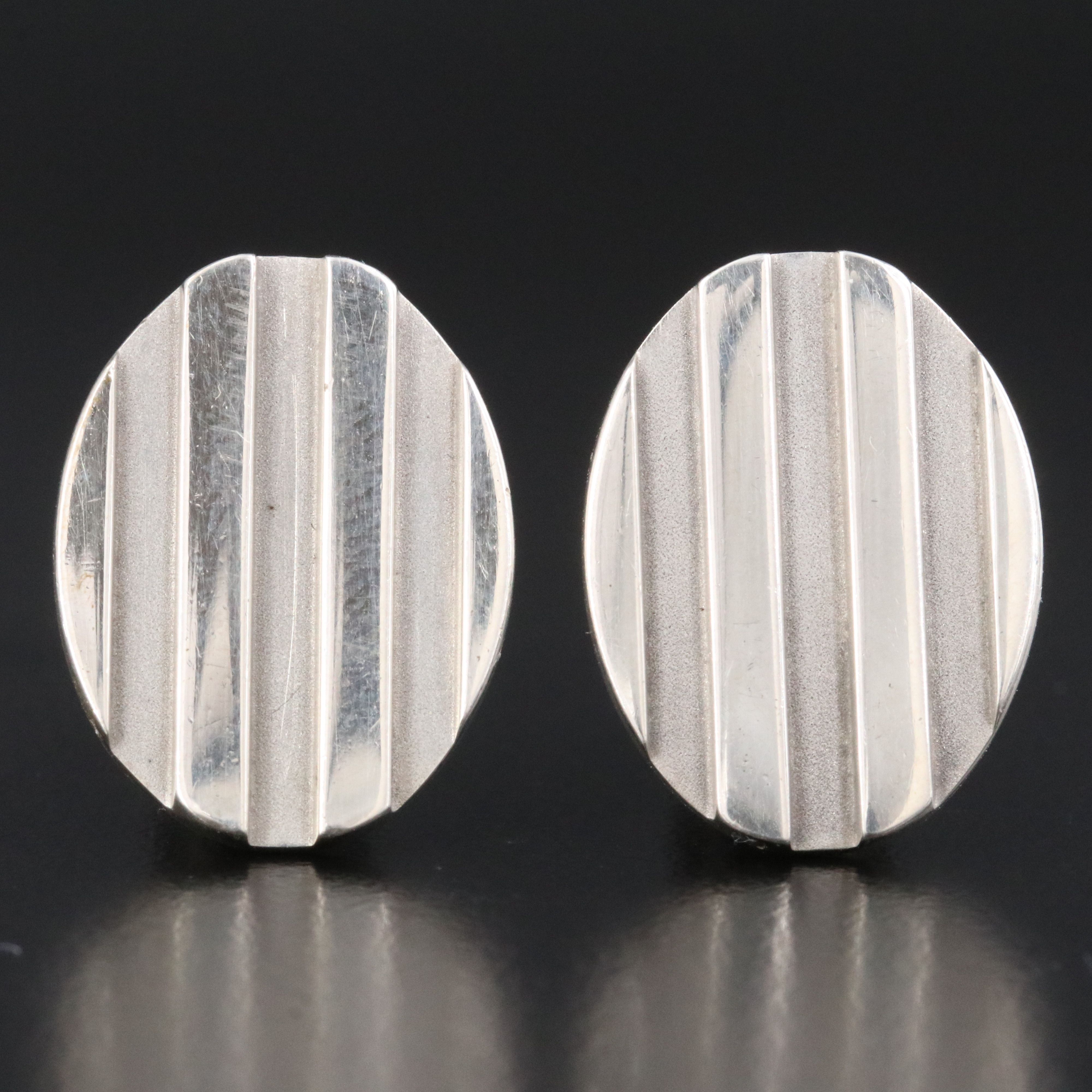 Tiffany & Co. Atlas Groove Sterling Oval Cufflinks