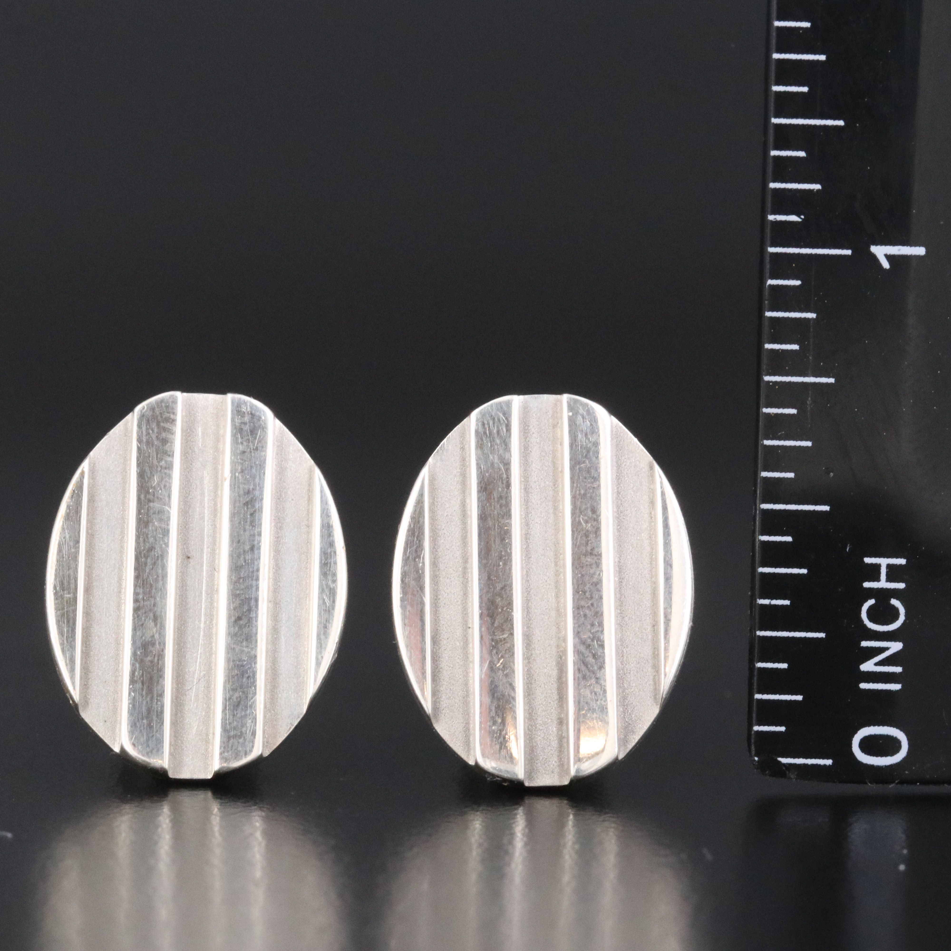 Tiffany & Co. Atlas Groove Sterling Oval Cufflinks