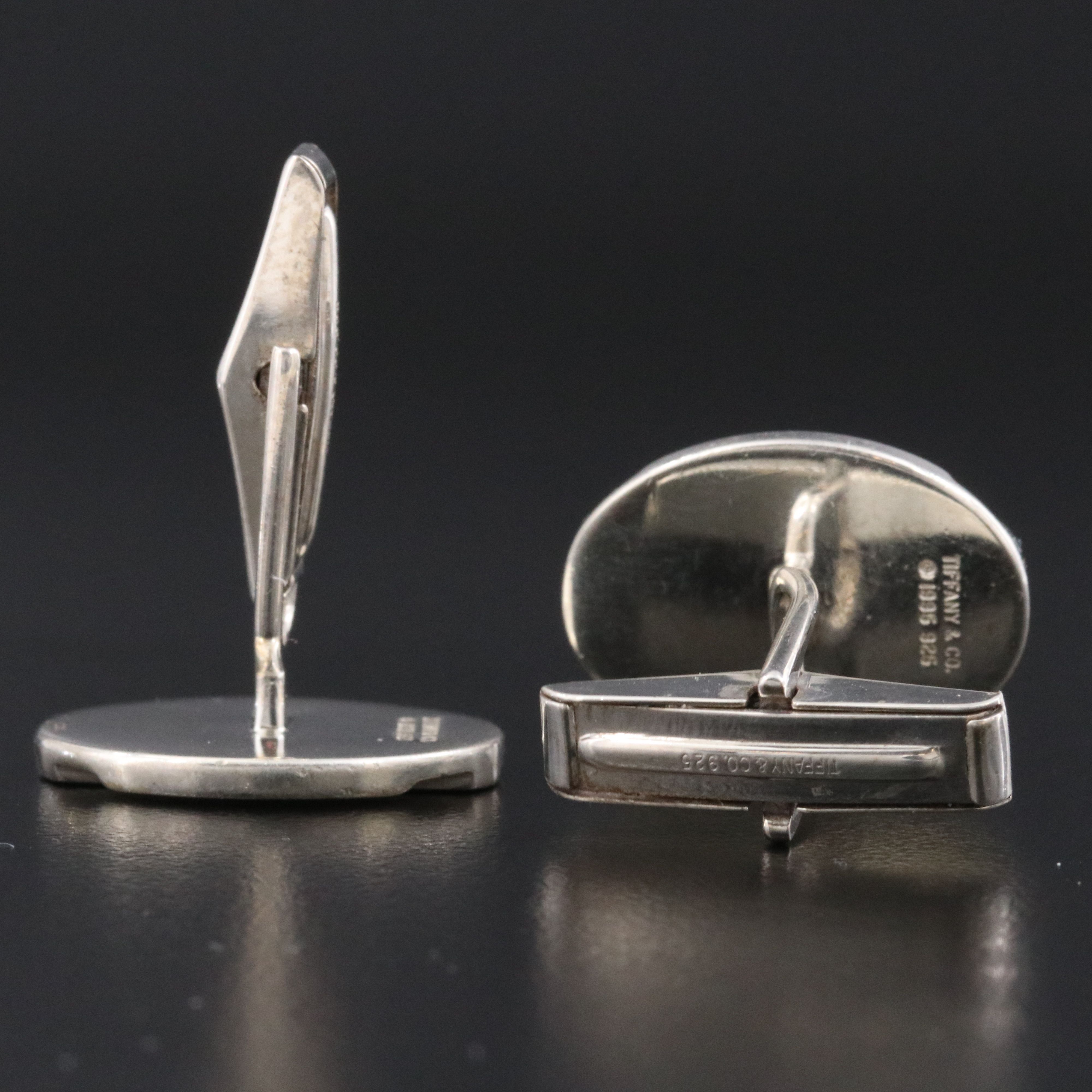 Tiffany & Co. Atlas Groove Sterling Oval Cufflinks