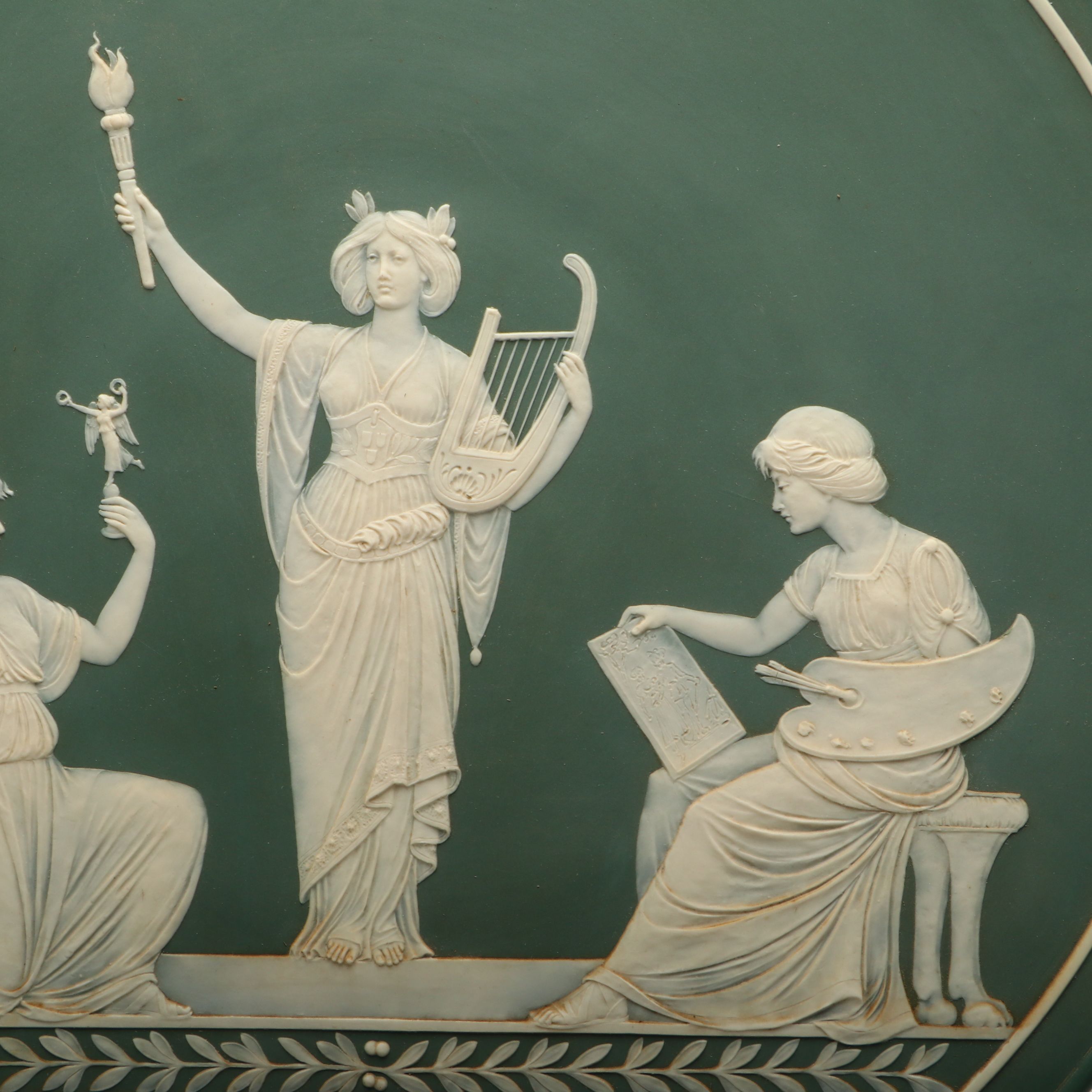 Villeroy & Boch Johann Baptist Stahl Three Figures of Art Cameo Plaque, c. 1900