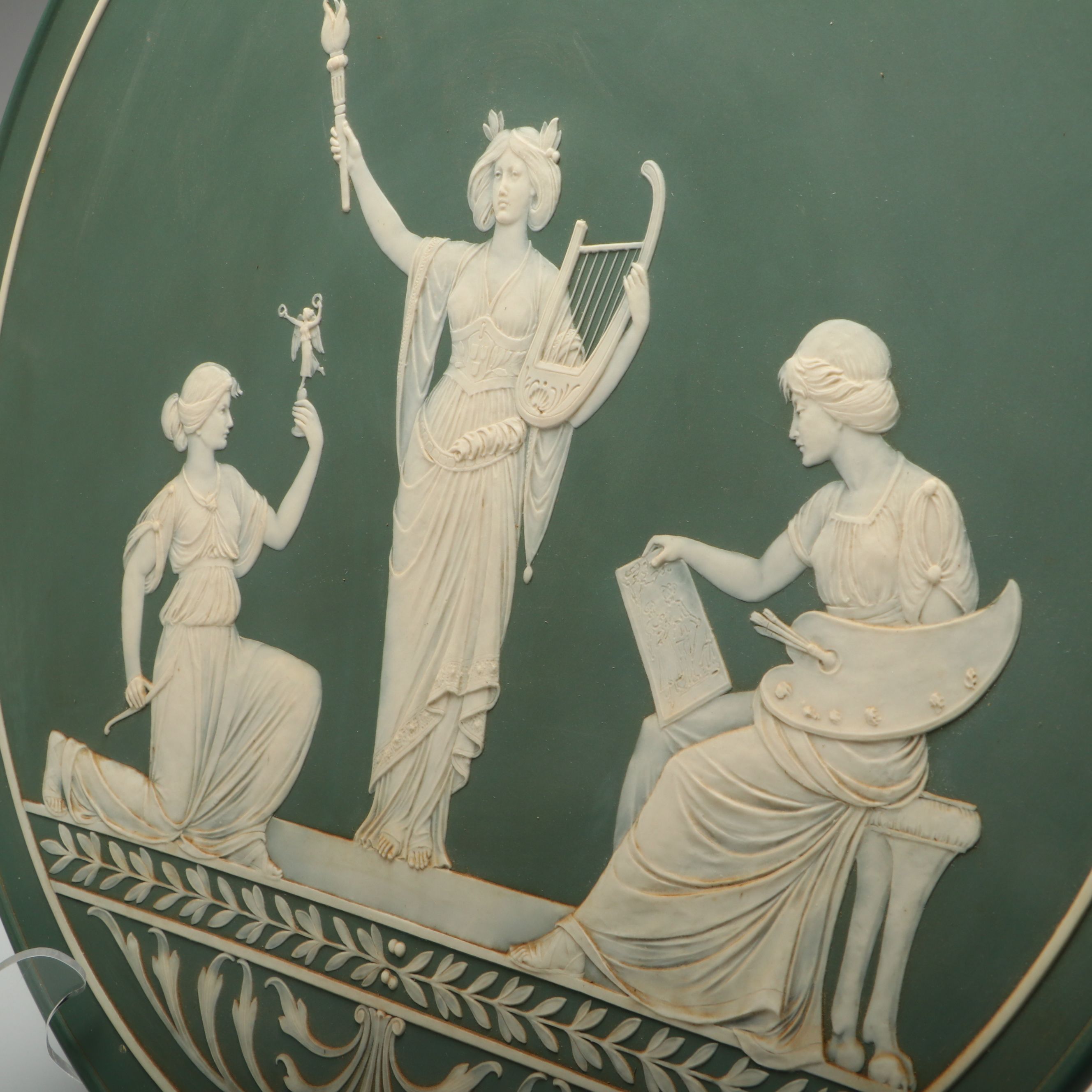 Villeroy & Boch Johann Baptist Stahl Three Figures of Art Cameo Plaque, c. 1900