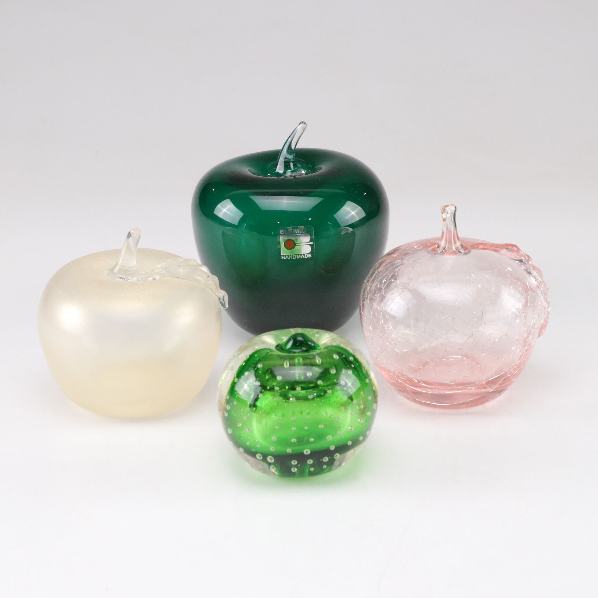 Blenko Glass Apple with Controlled Bubbles Paperweight and Others