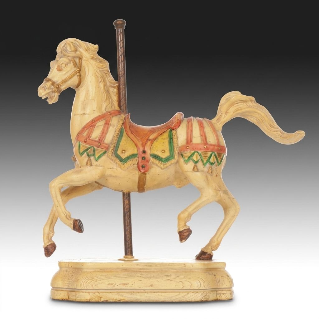 Hand Carved Resin Prancing Carousel Horse