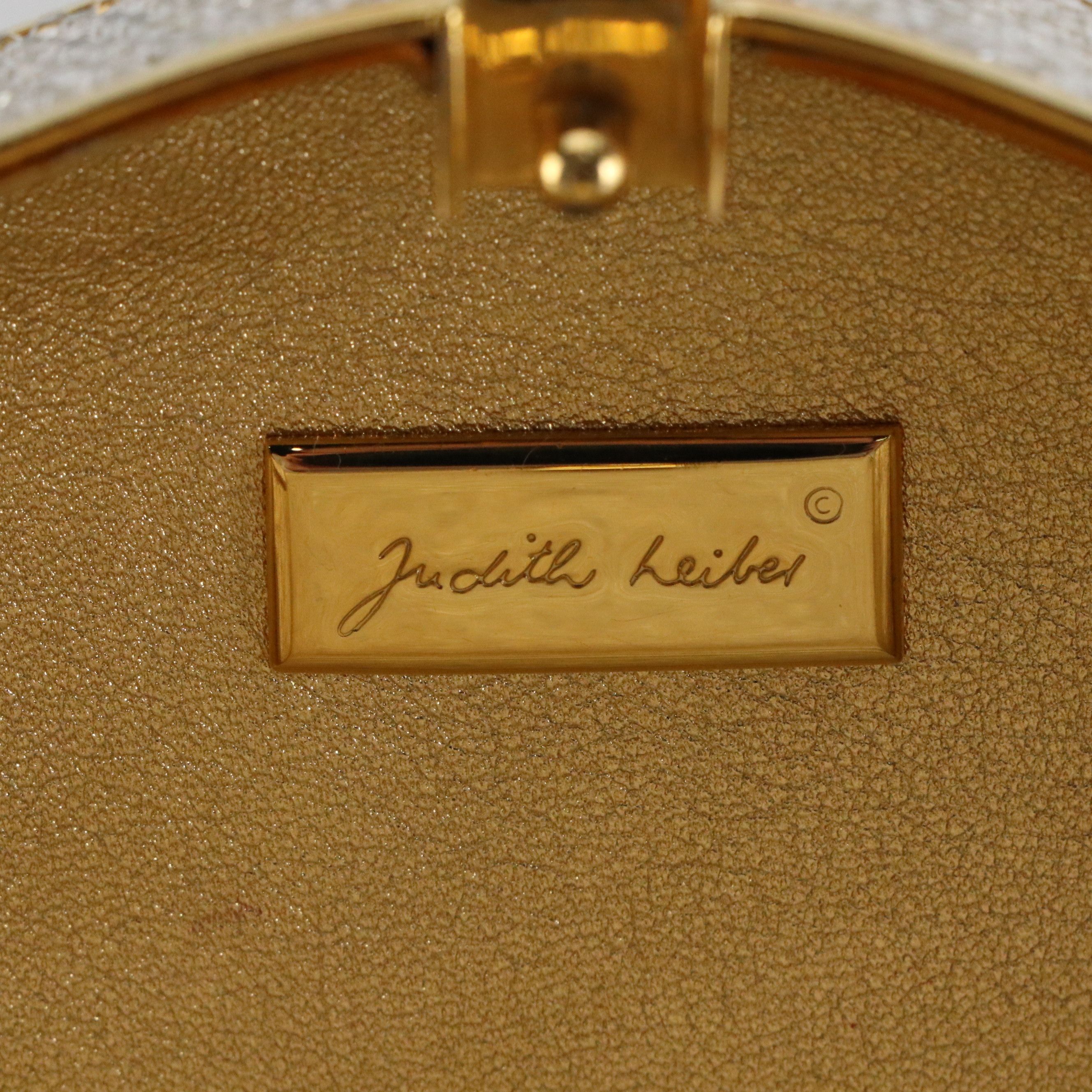 Judith Leiber Crystal Hard Case Evening Bag with Metal Comb and Compact Mirror