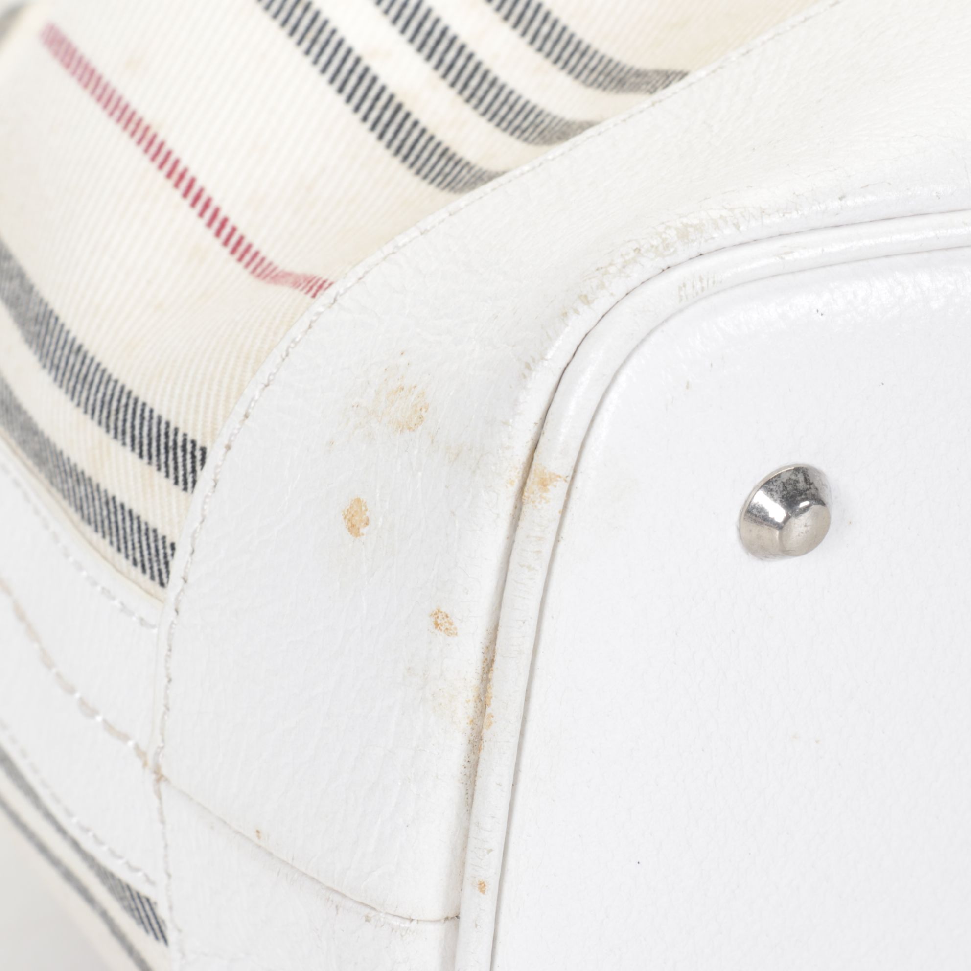 Burberry Drawstring Bucket Bag in White Canvas and Leather