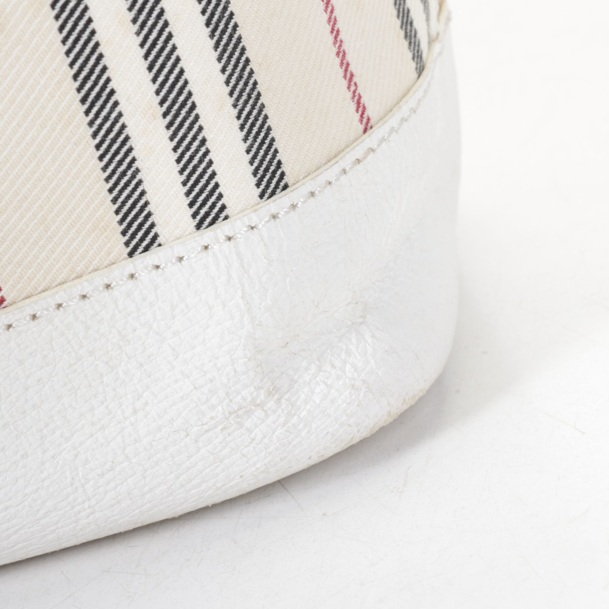 Burberry Drawstring Bucket Bag in White Canvas and Leather