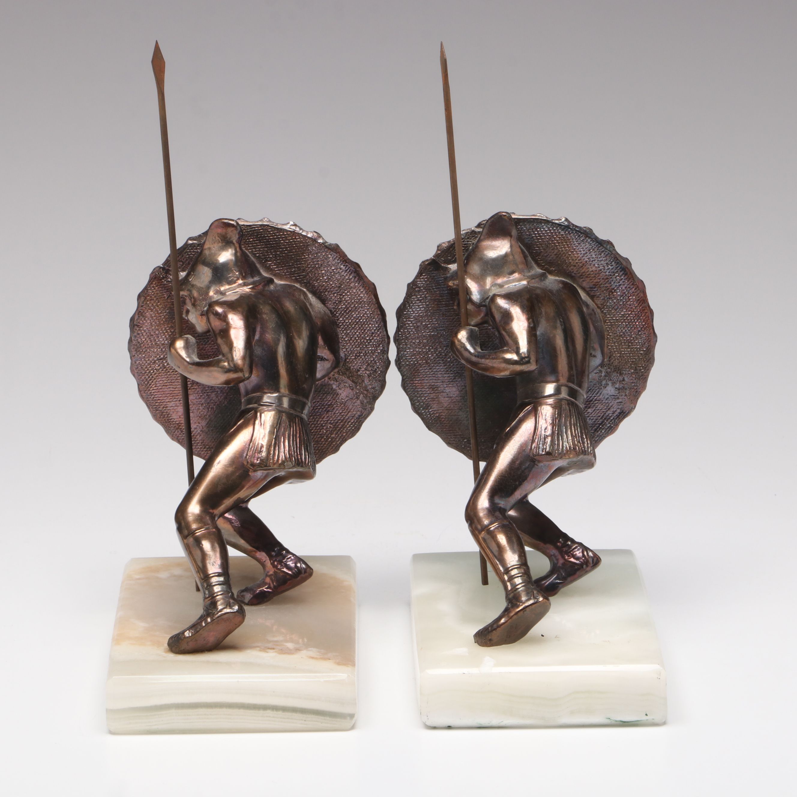 Bruno Zack Attr. Art Deco Bronzed Metal Warrior Bookends