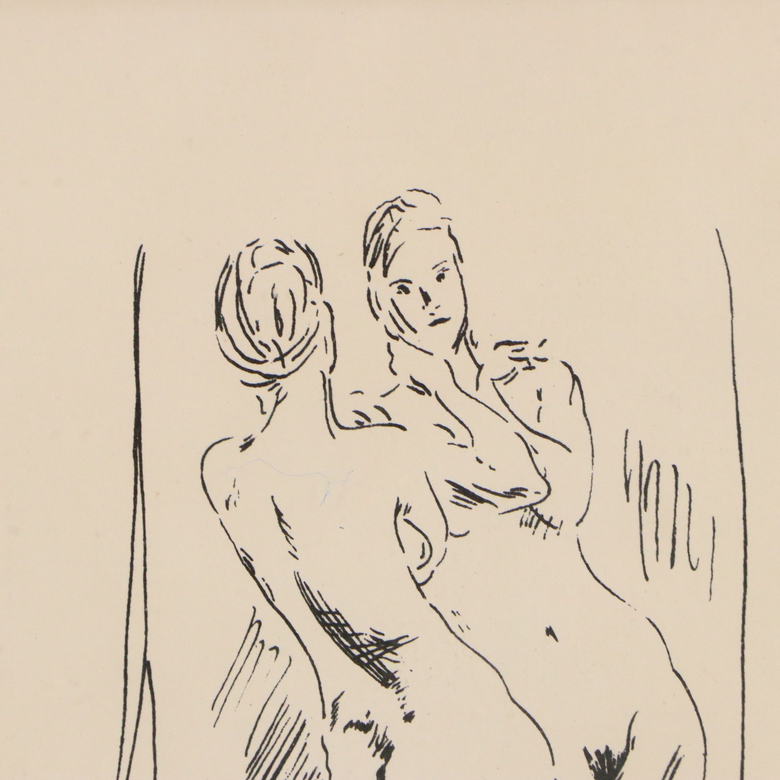 After Pablo Picasso Reproduction Print of Woman Gazing in Mirror