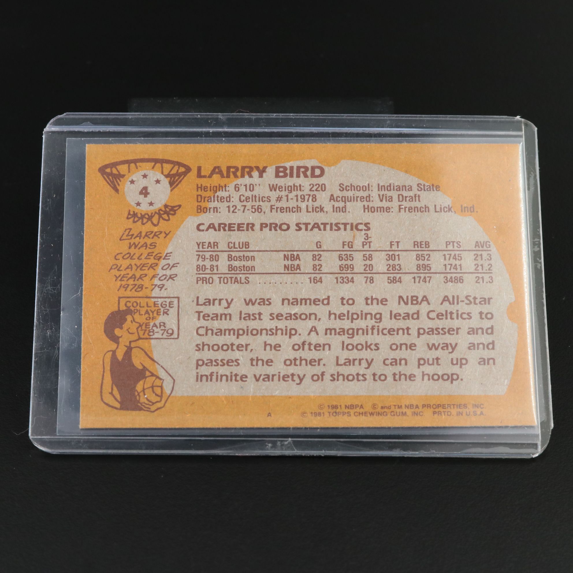 1981 Topps Larry Bird Boston Celtics Basketball Card