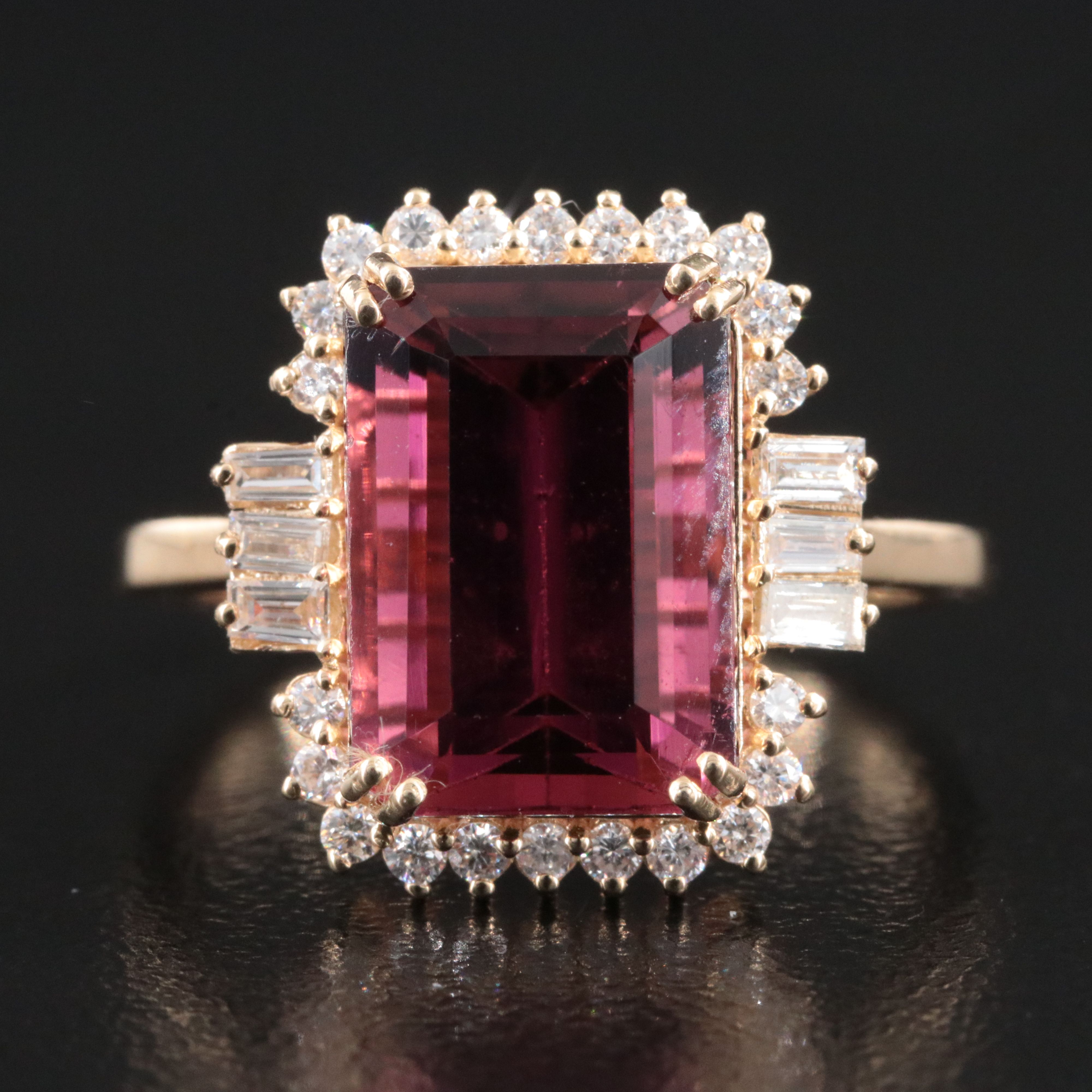 14K 4.63 CT Rubellite and Diamond Ring
