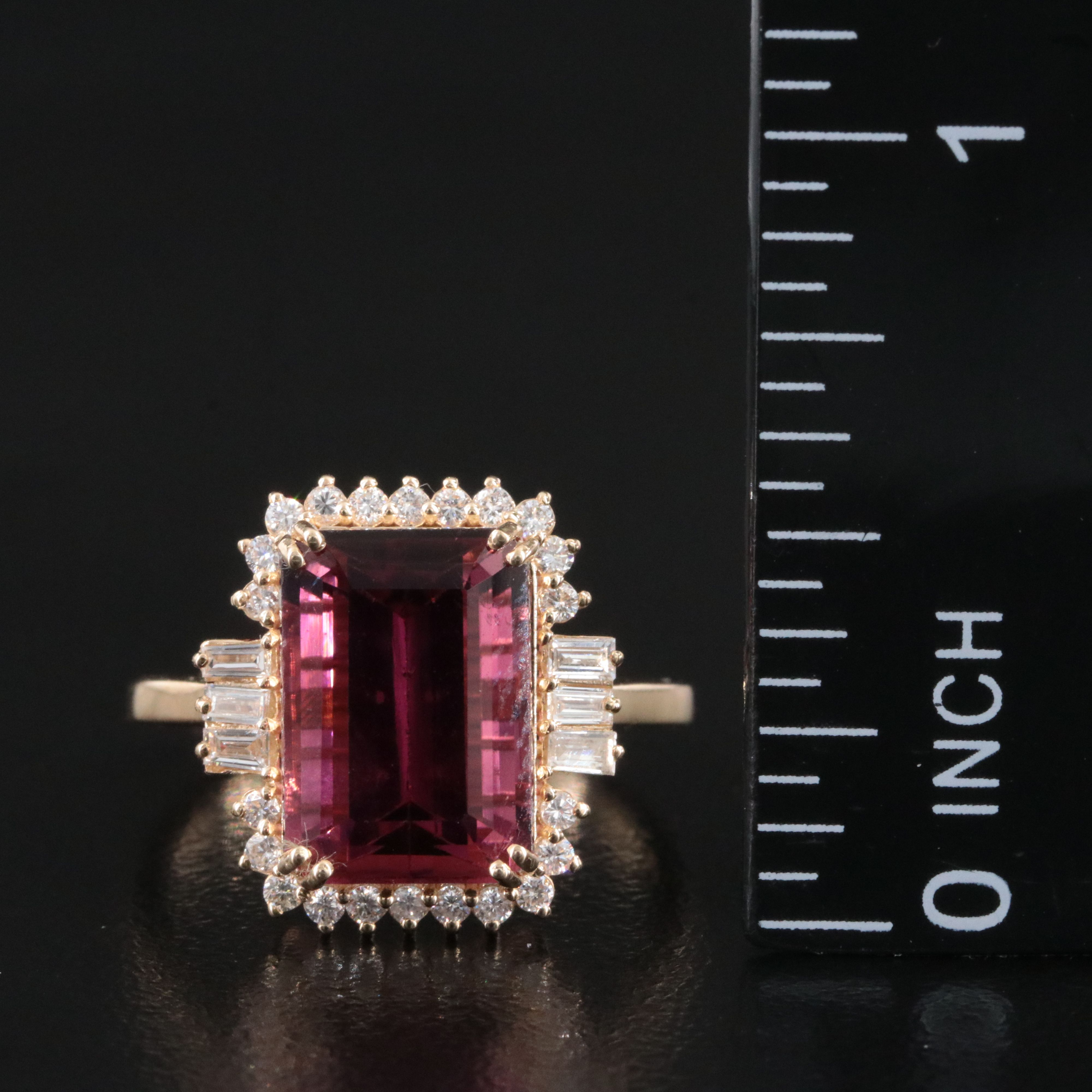 14K 4.63 CT Rubellite and Diamond Ring