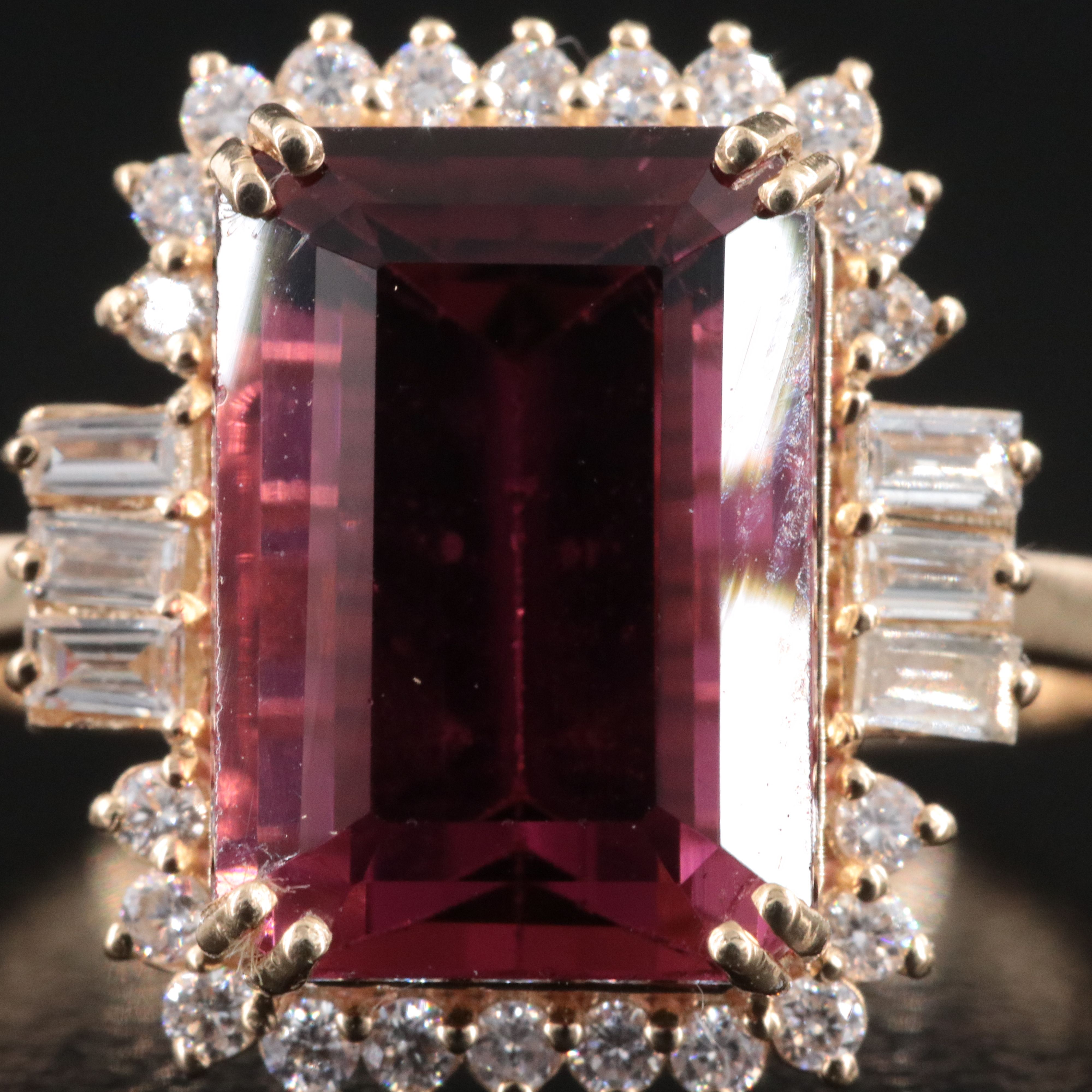 14K 4.63 CT Rubellite and Diamond Ring