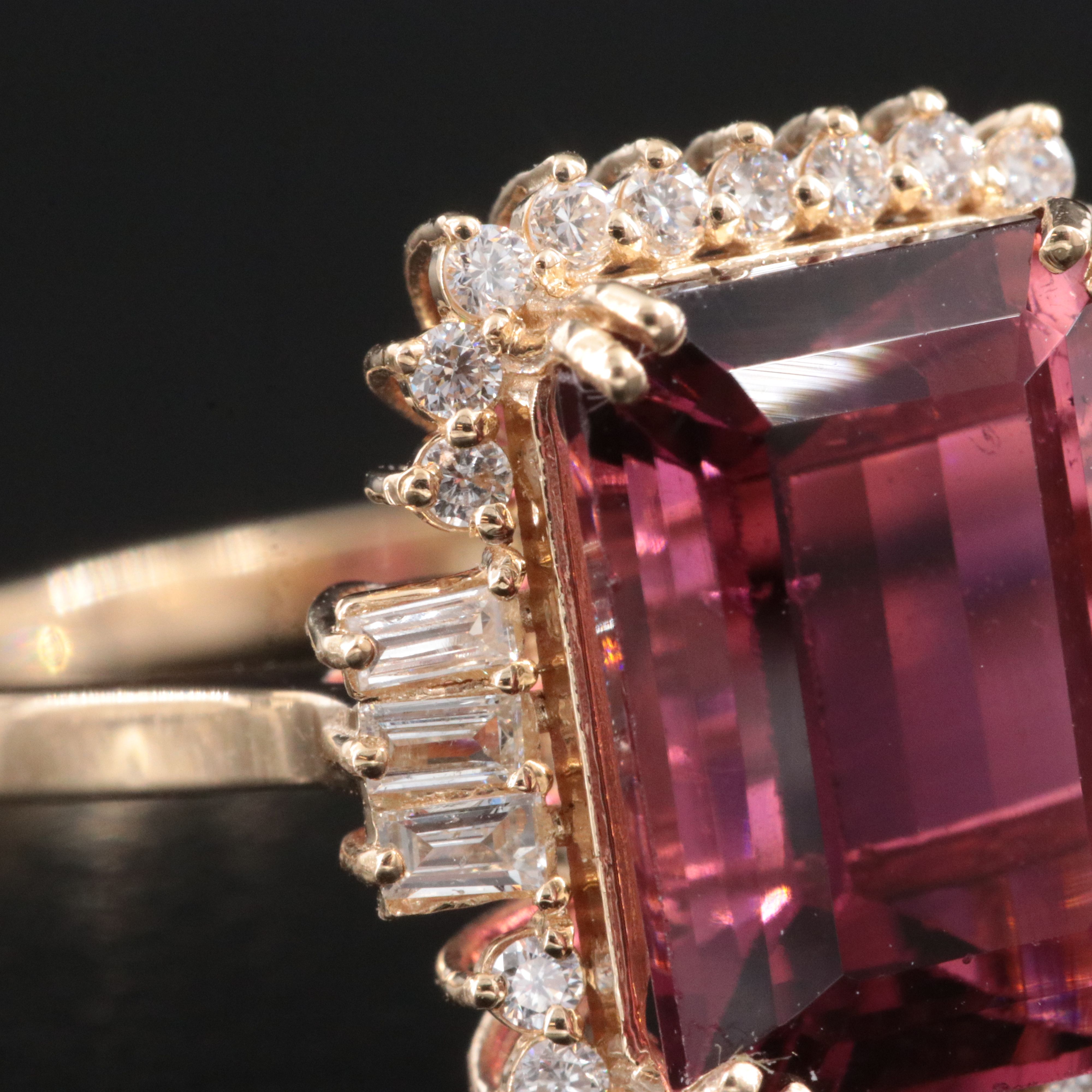 14K 4.63 CT Rubellite and Diamond Ring