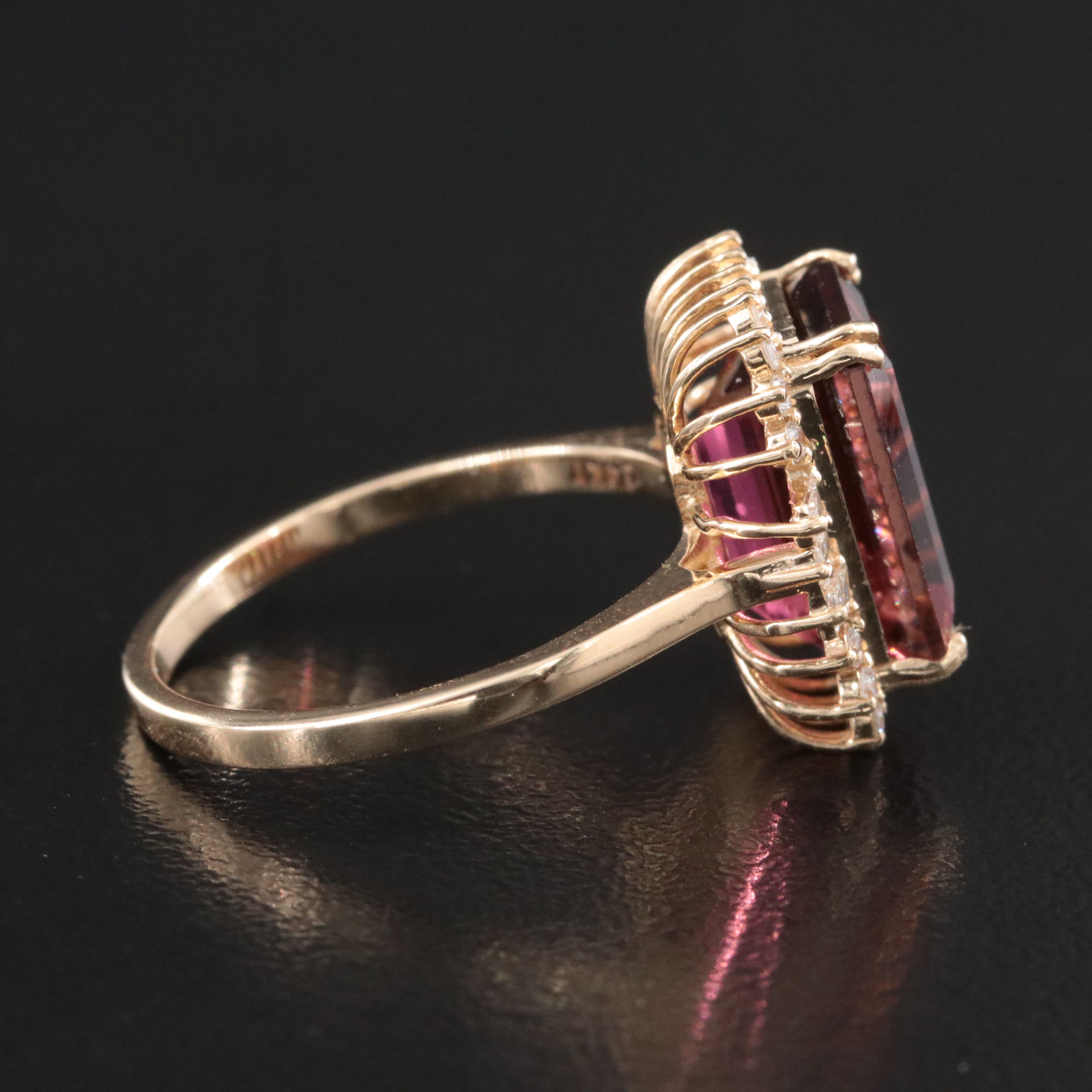 14K 4.63 CT Rubellite and Diamond Ring