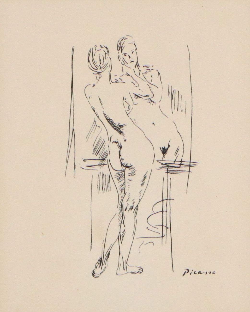 After Pablo Picasso Reproduction Print of Woman Gazing in Mirror
