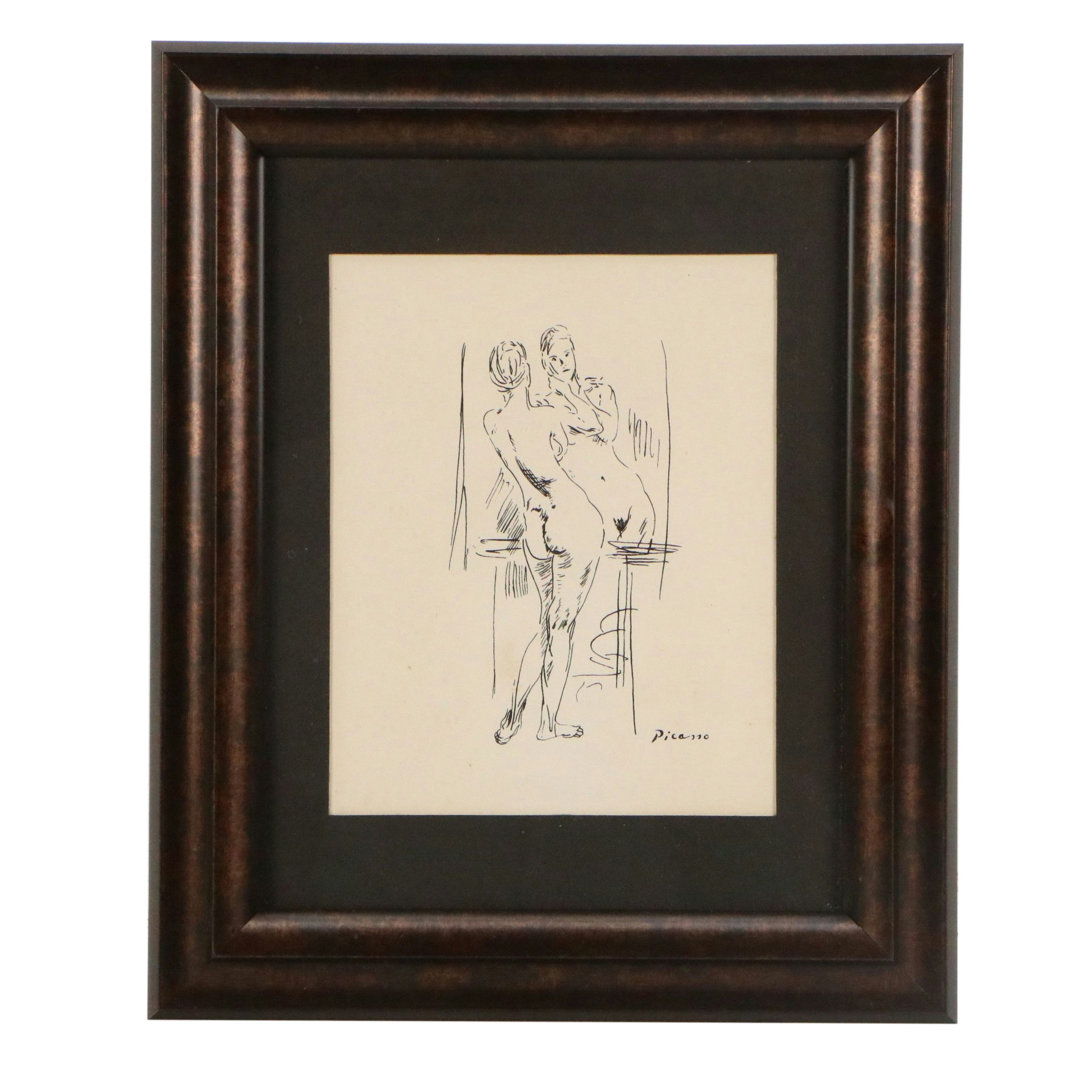 After Pablo Picasso Reproduction Print of Woman Gazing in Mirror