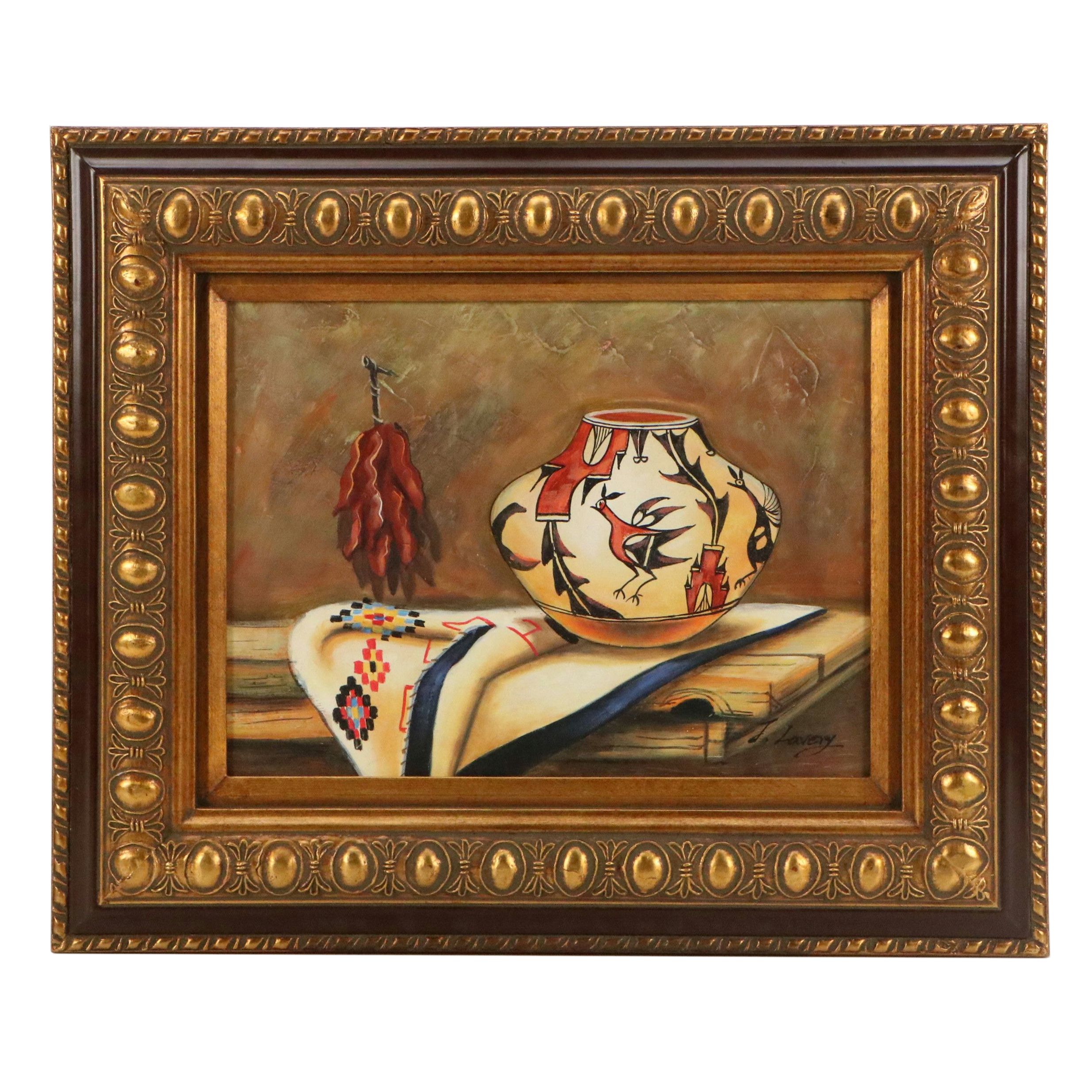 J. Lavery Southwest Still Life Acrylic Painting, Circa 1980