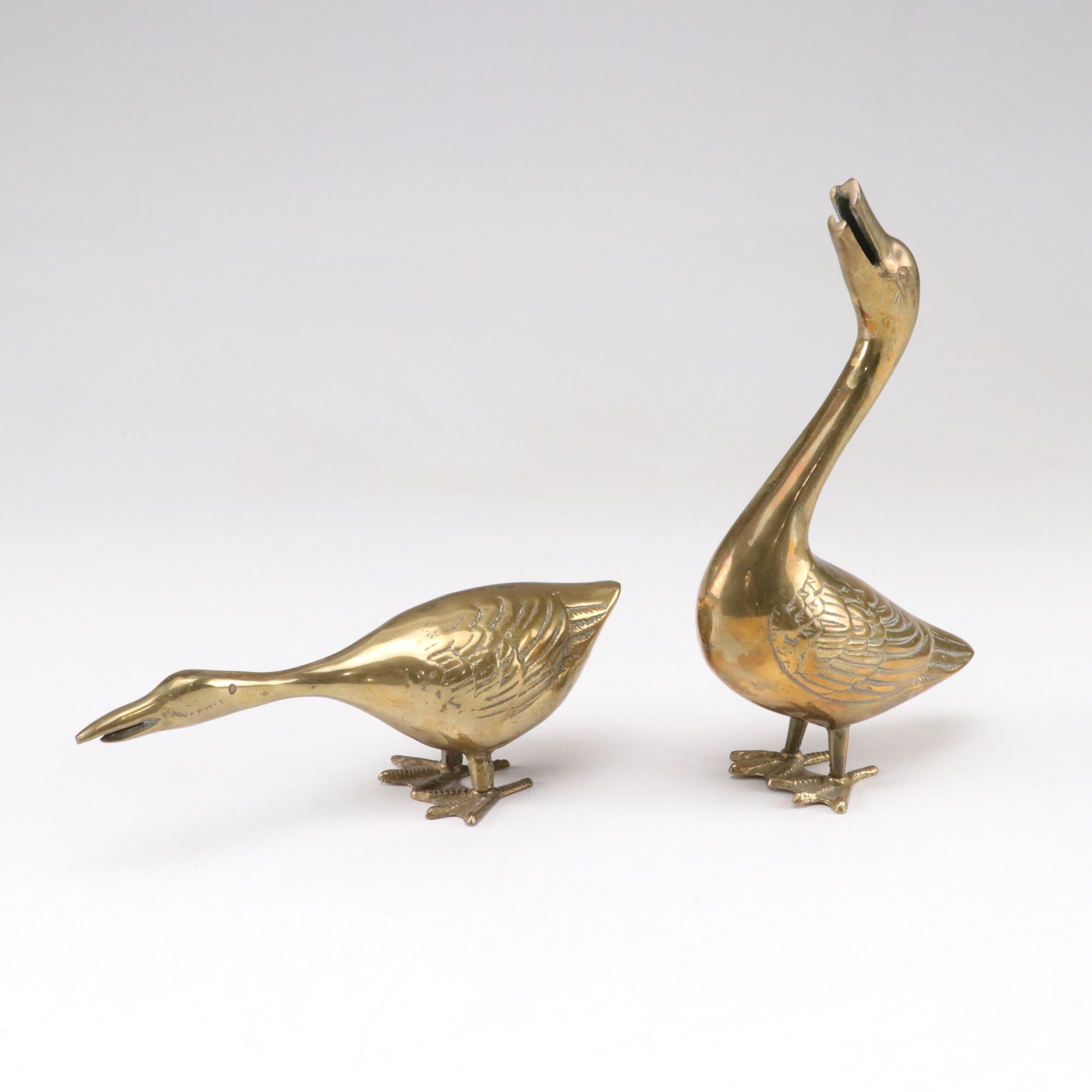 Mid Century Modern Brass Swan, Ducks, and Geese