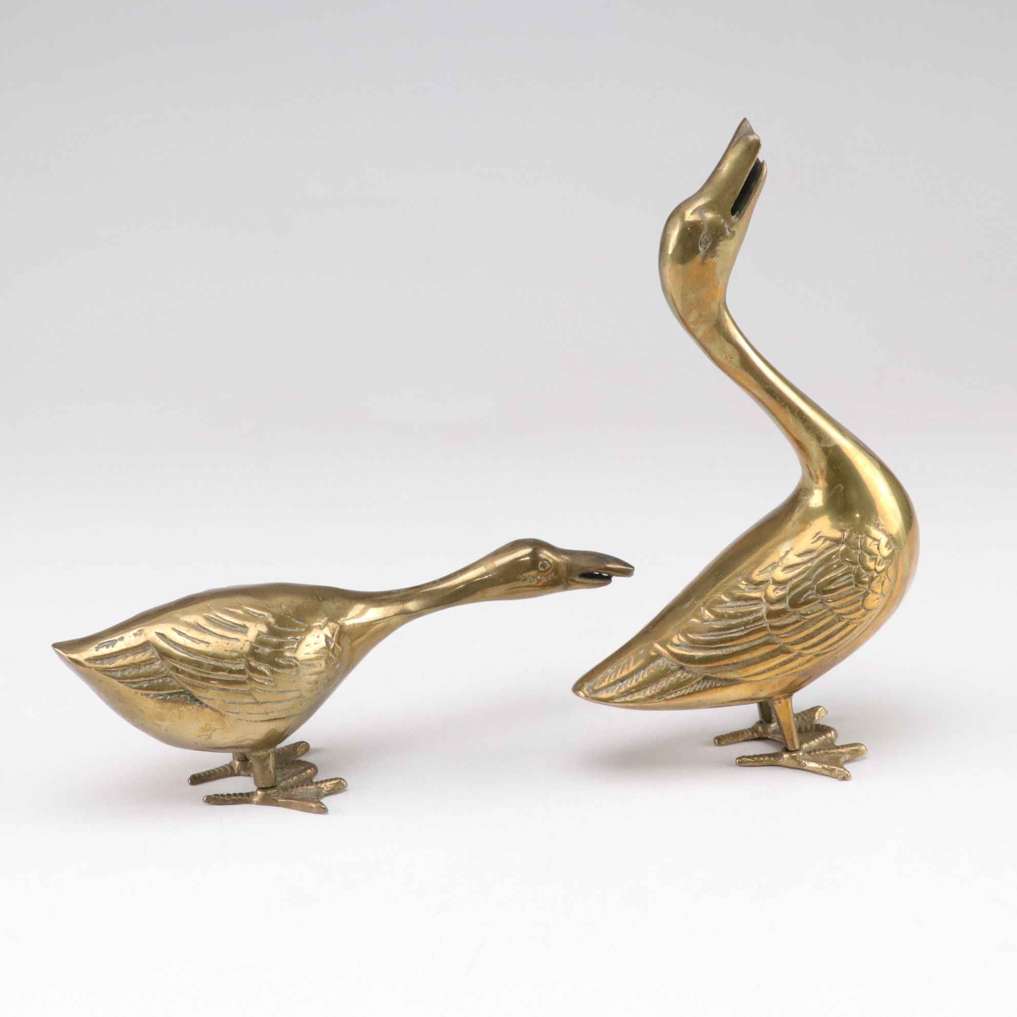Mid Century Modern Brass Swan, Ducks, and Geese