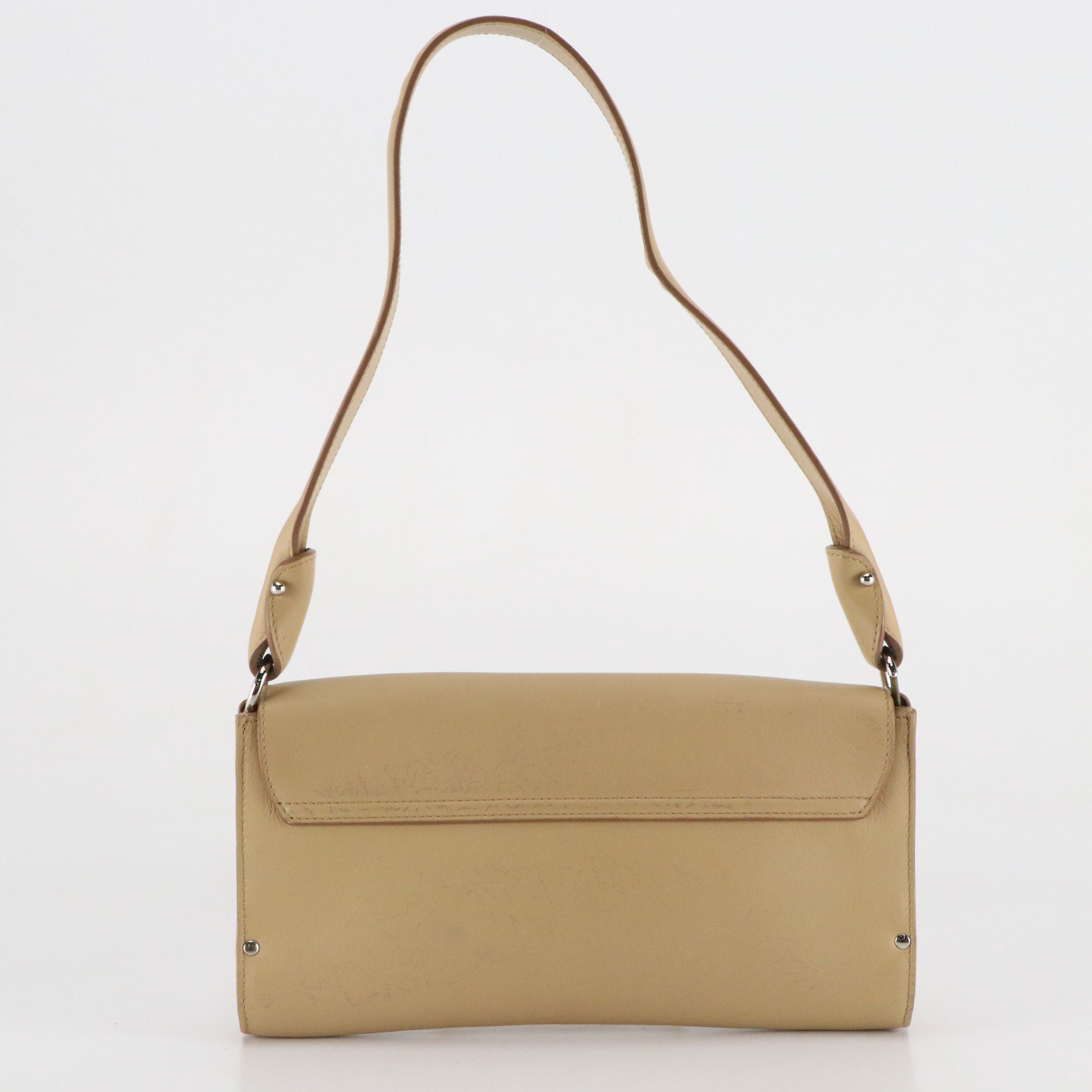 Salvatore Ferragamo Small Gancini Flap Shoulder Bag in Beige Calfskin Leather