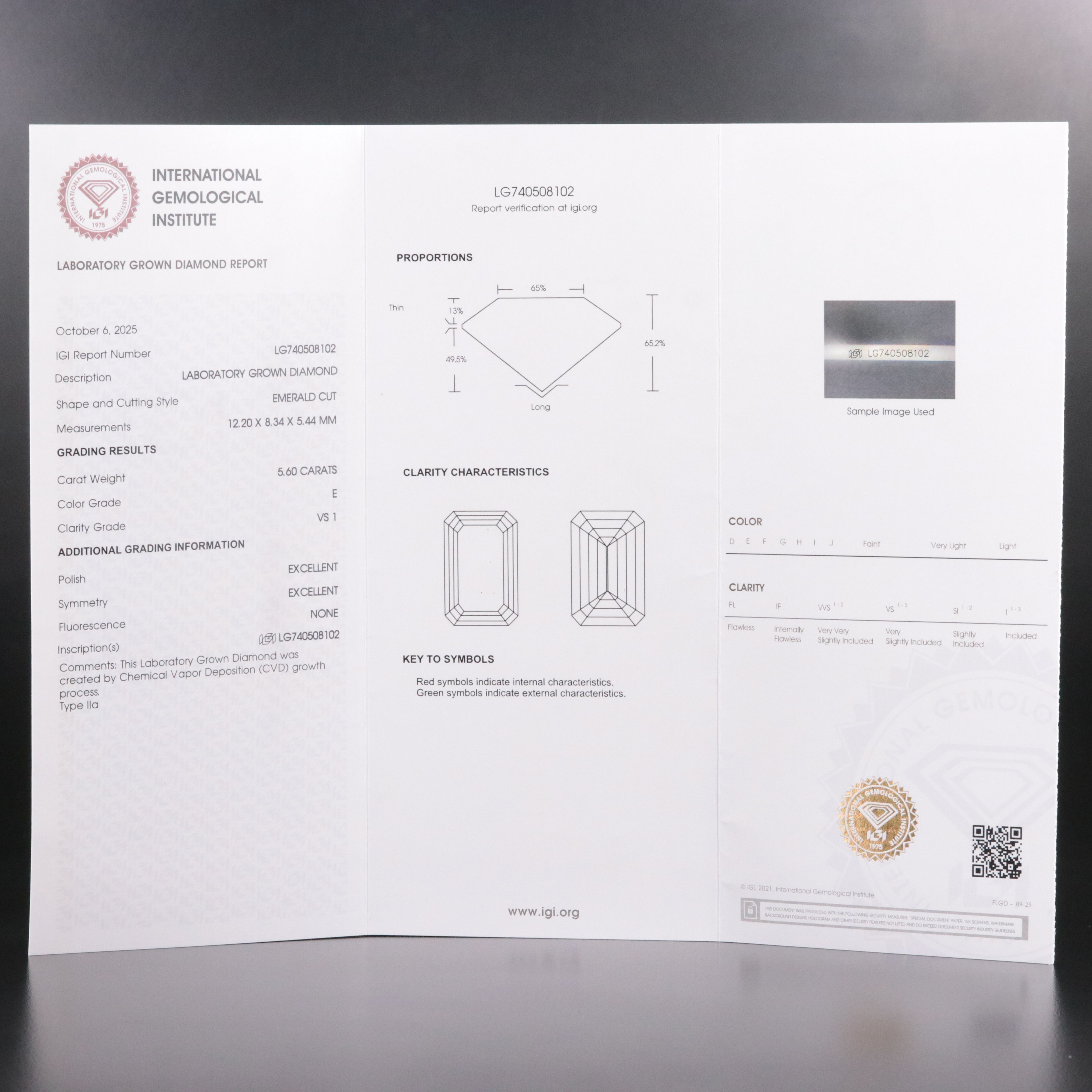 Platinum 5.85 CTW Lab Grown Diamond Ring with IGI Report