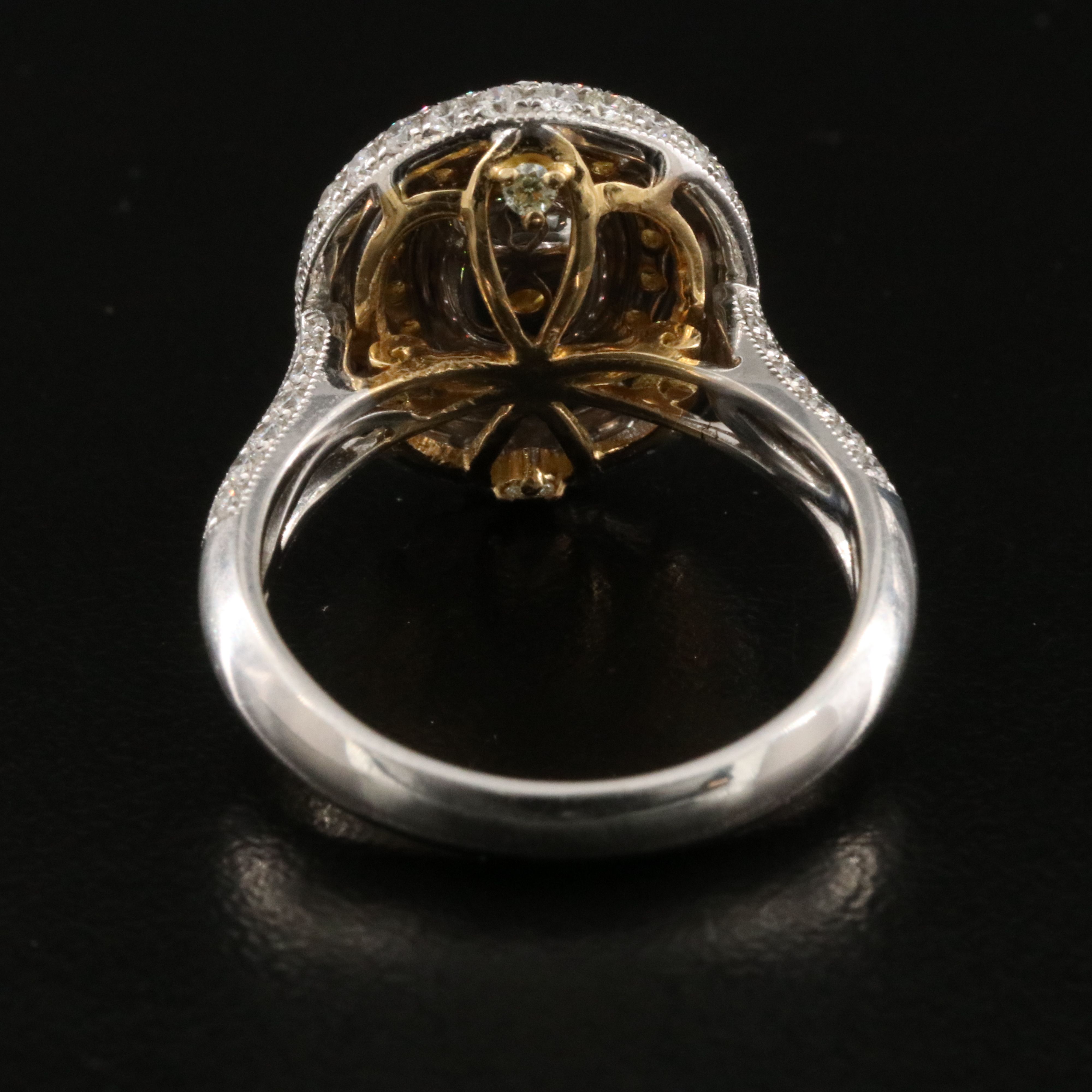 18K Yellow Sapphire & 1.06 CTW Diamond Double Halo Ring with GIA Report