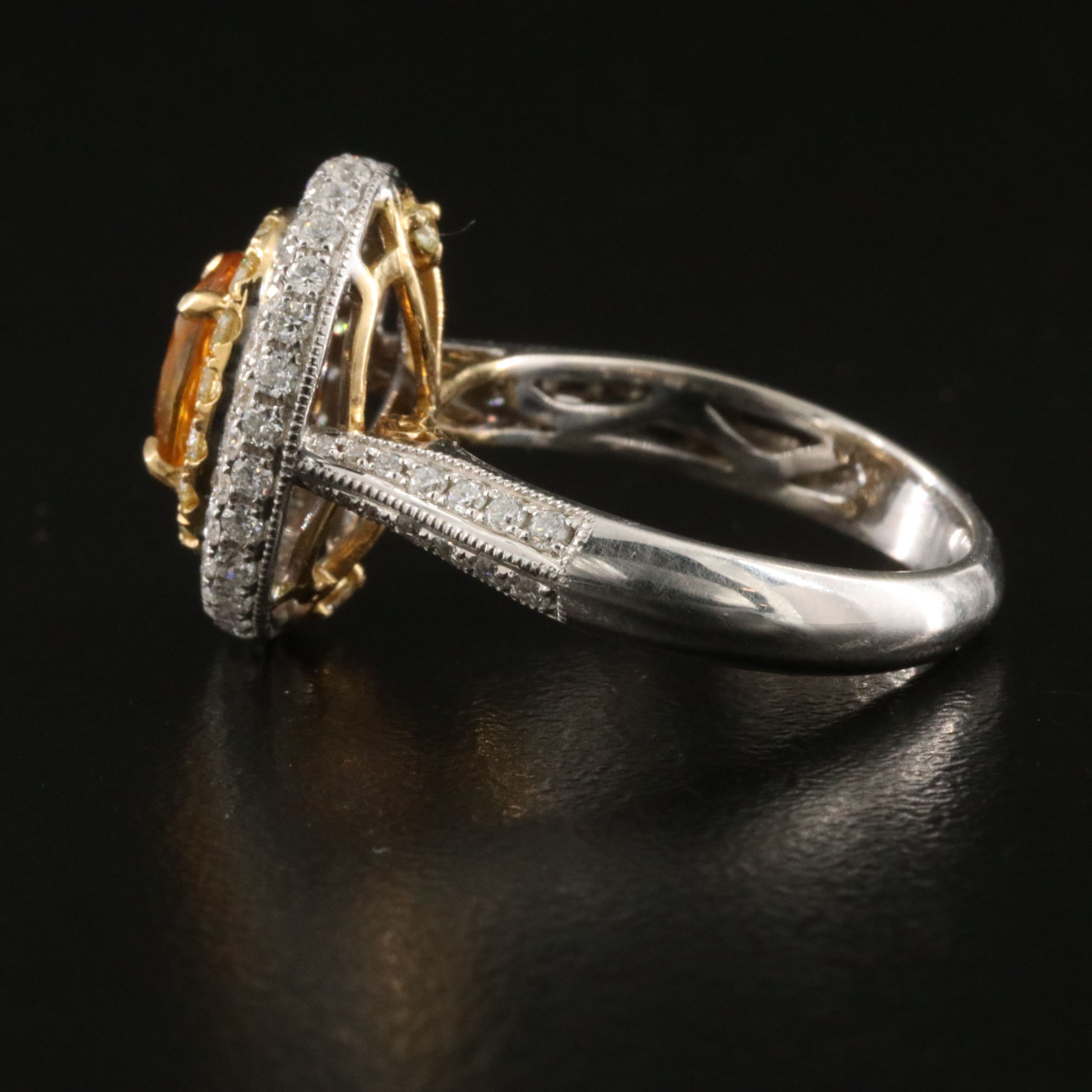 18K Yellow Sapphire & 1.06 CTW Diamond Double Halo Ring with GIA Report