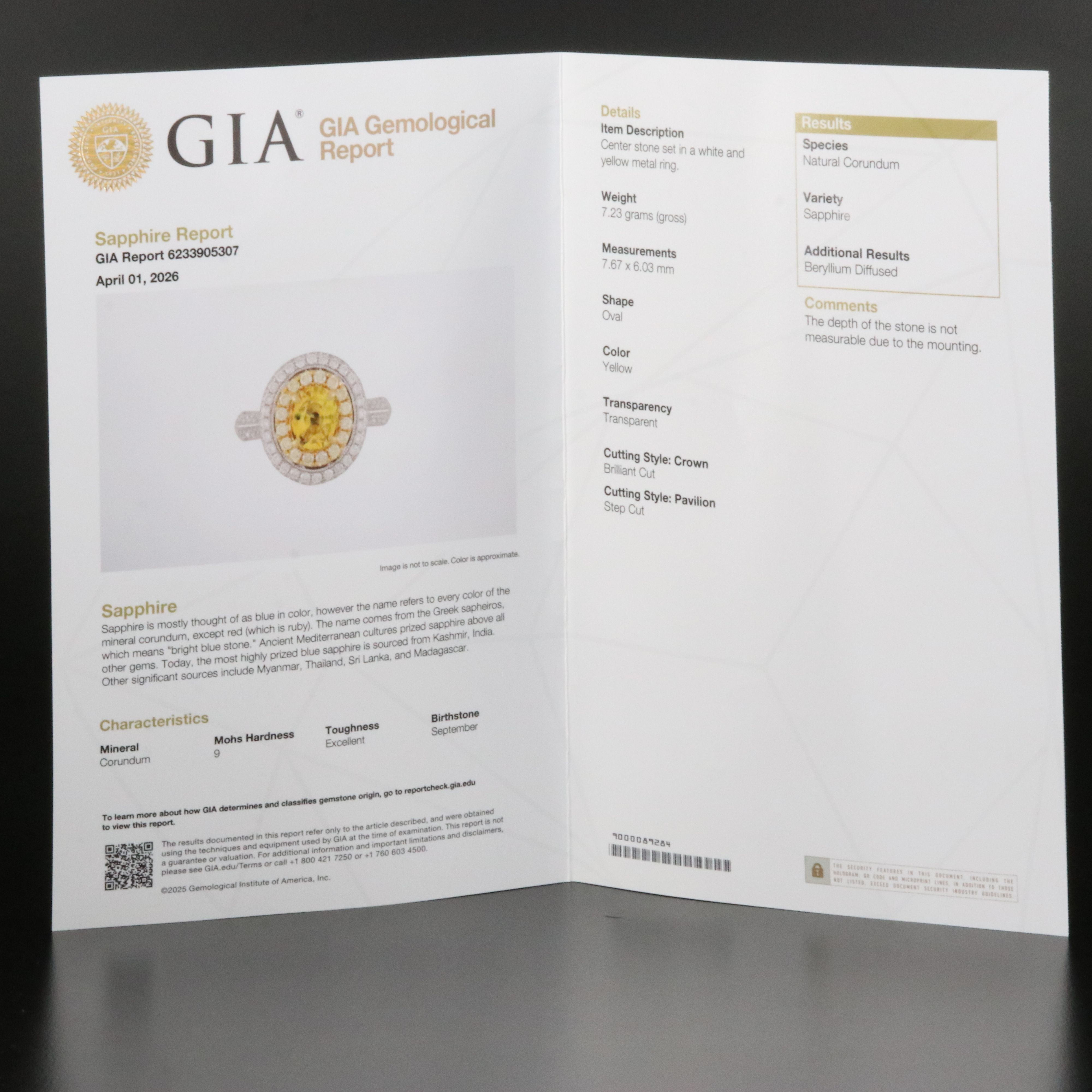 18K Yellow Sapphire & 1.06 CTW Diamond Double Halo Ring with GIA Report