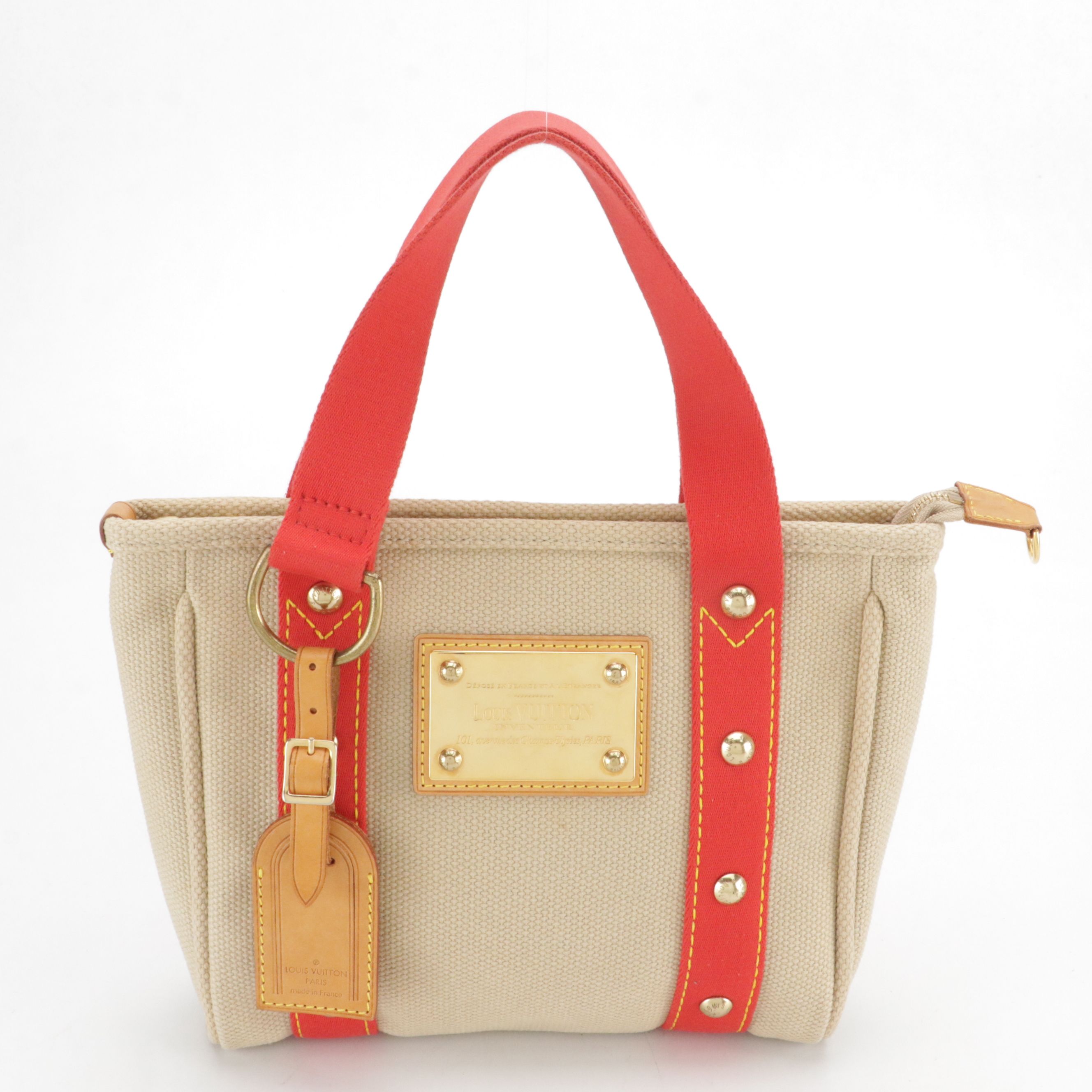 Louis Vuitton Limited Edition Antiguas Cabas PM Bag in Beige and Orange Canvas