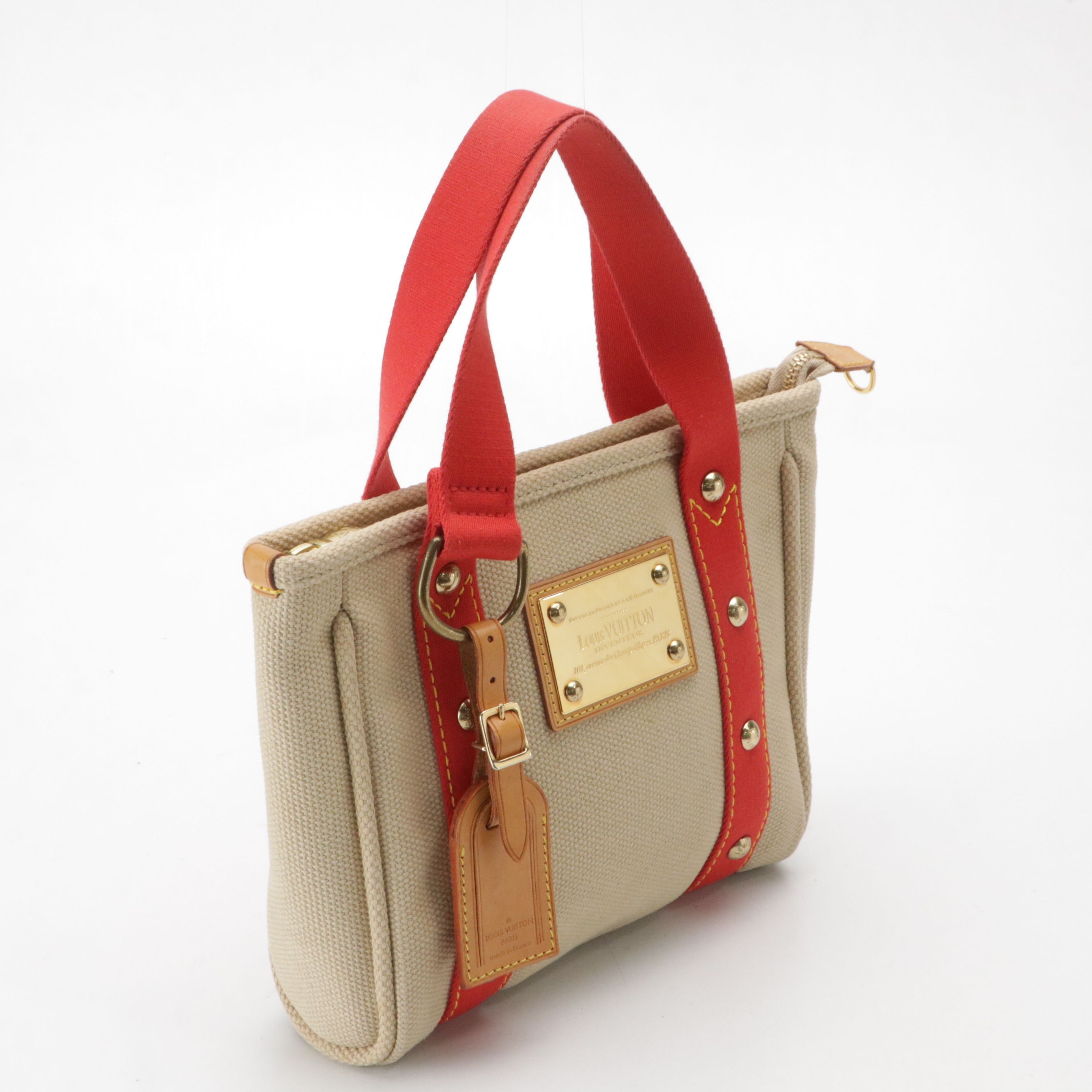 Louis Vuitton Limited Edition Antiguas Cabas PM Bag in Beige and Orange Canvas