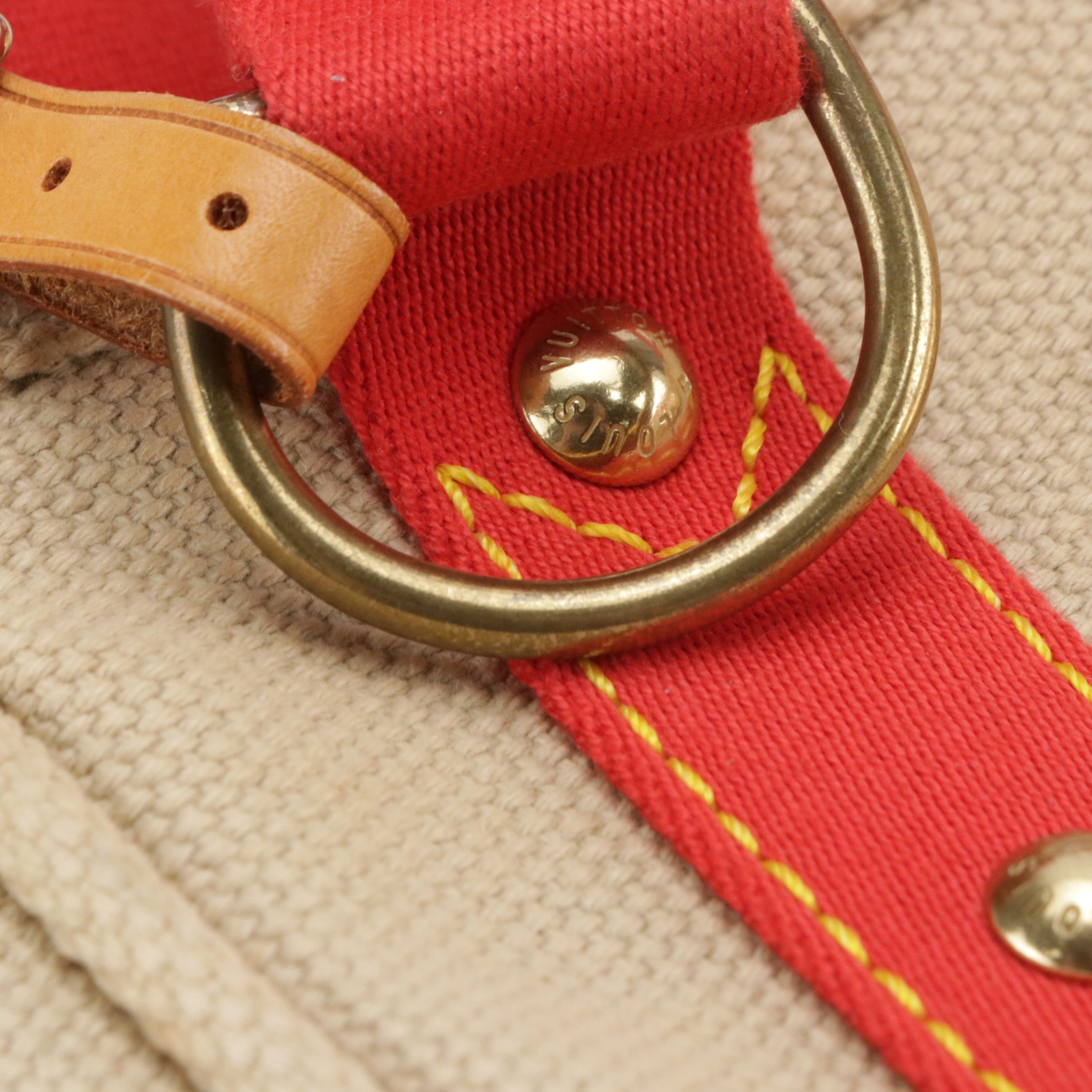 Louis Vuitton Limited Edition Antiguas Cabas PM Bag in Beige and Orange Canvas