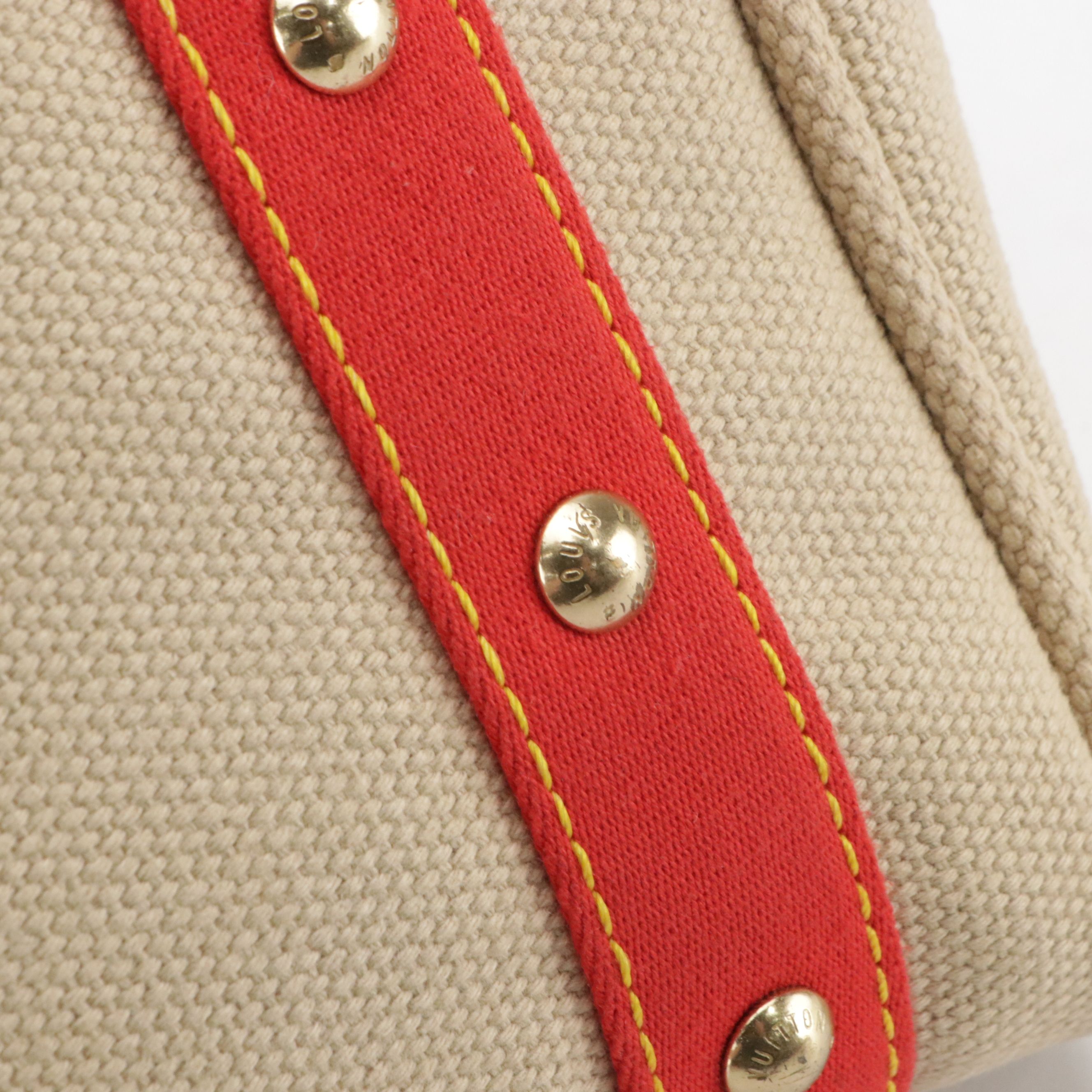 Louis Vuitton Limited Edition Antiguas Cabas PM Bag in Beige and Orange Canvas
