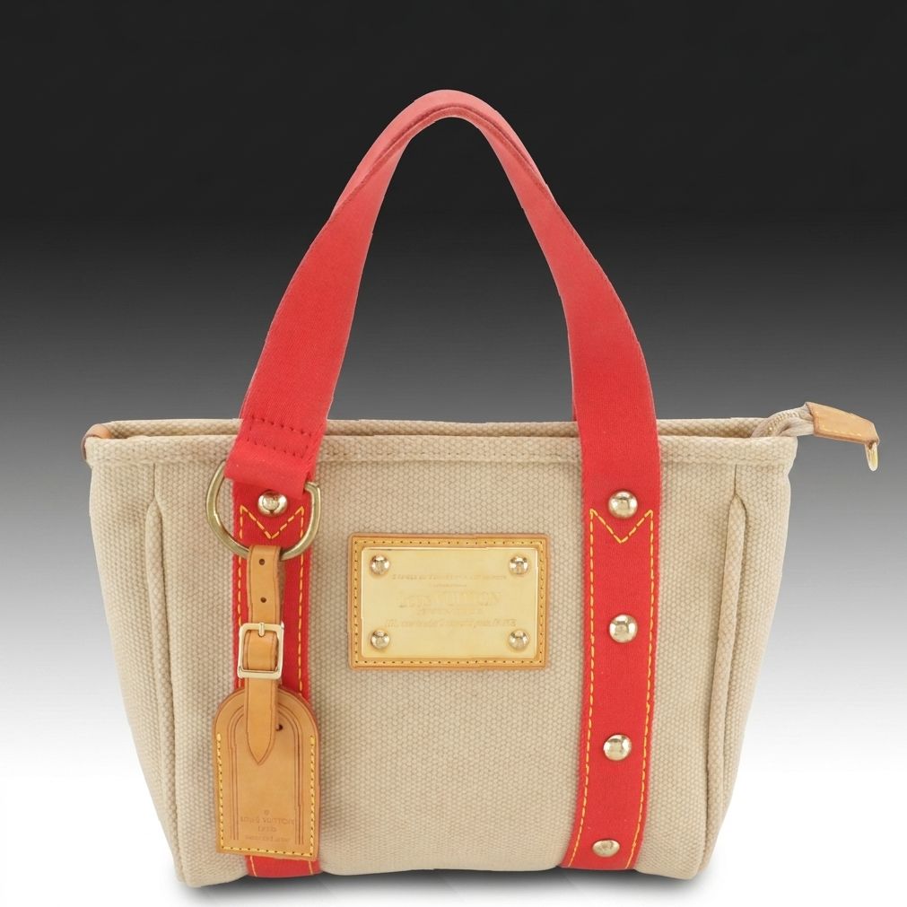 Louis Vuitton Limited Edition Antiguas Cabas PM Bag in Beige and Orange Canvas