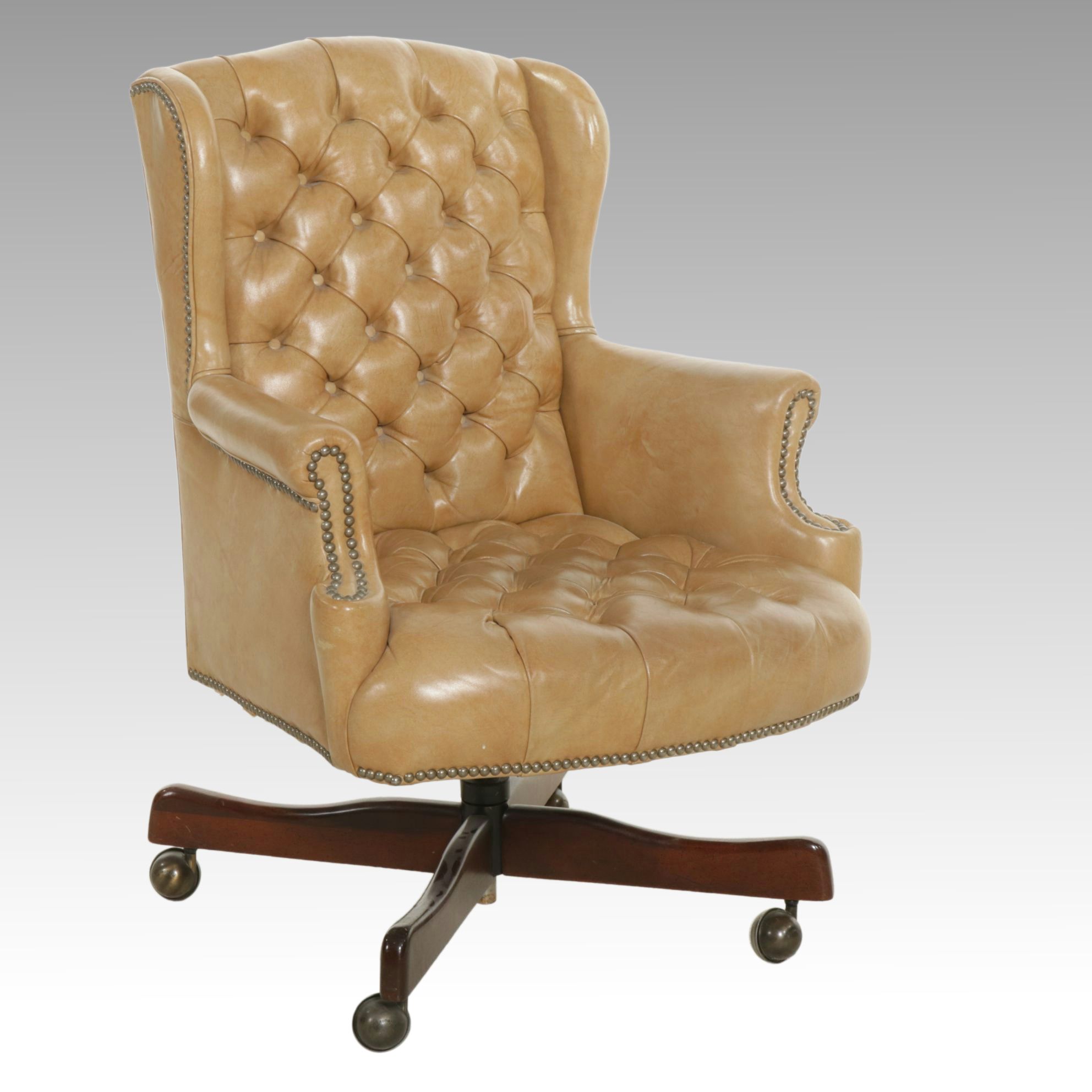 Tufted Leather Wingback Office Chair by Classic Leather