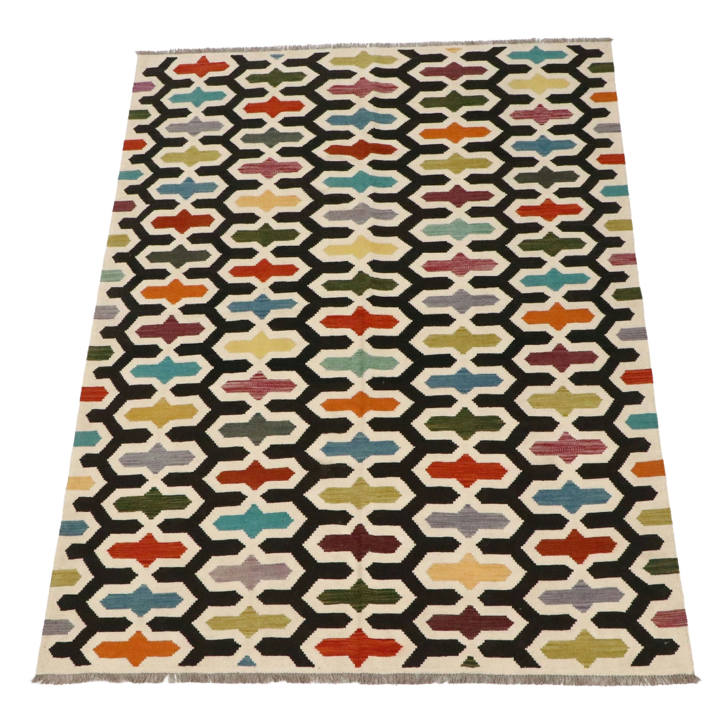 5'9 x 8'4 Handwoven Pakistani Kilim Area Rug