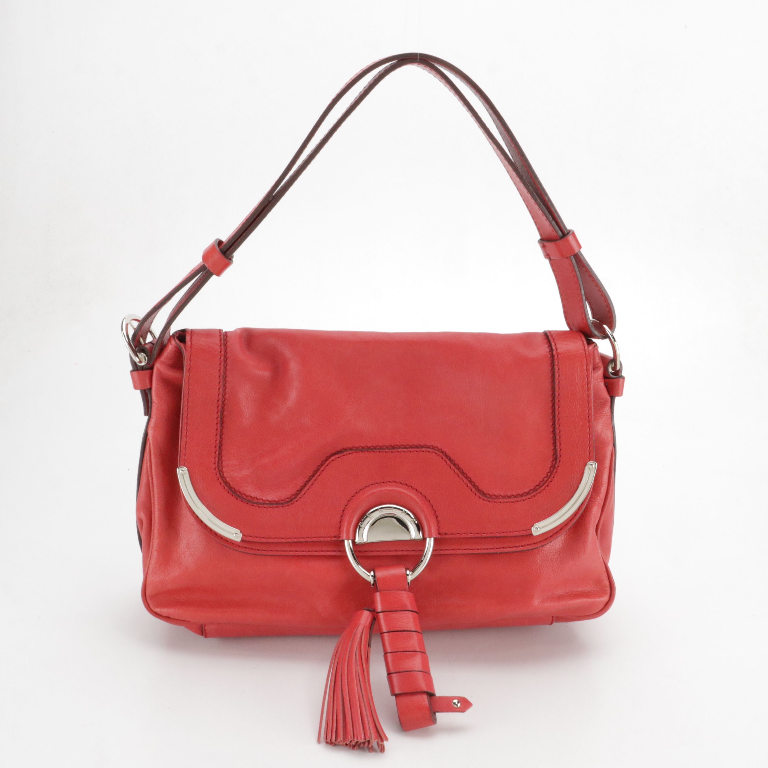 Celine Red Grain Leather Tassel Daydream Shoulder Bag