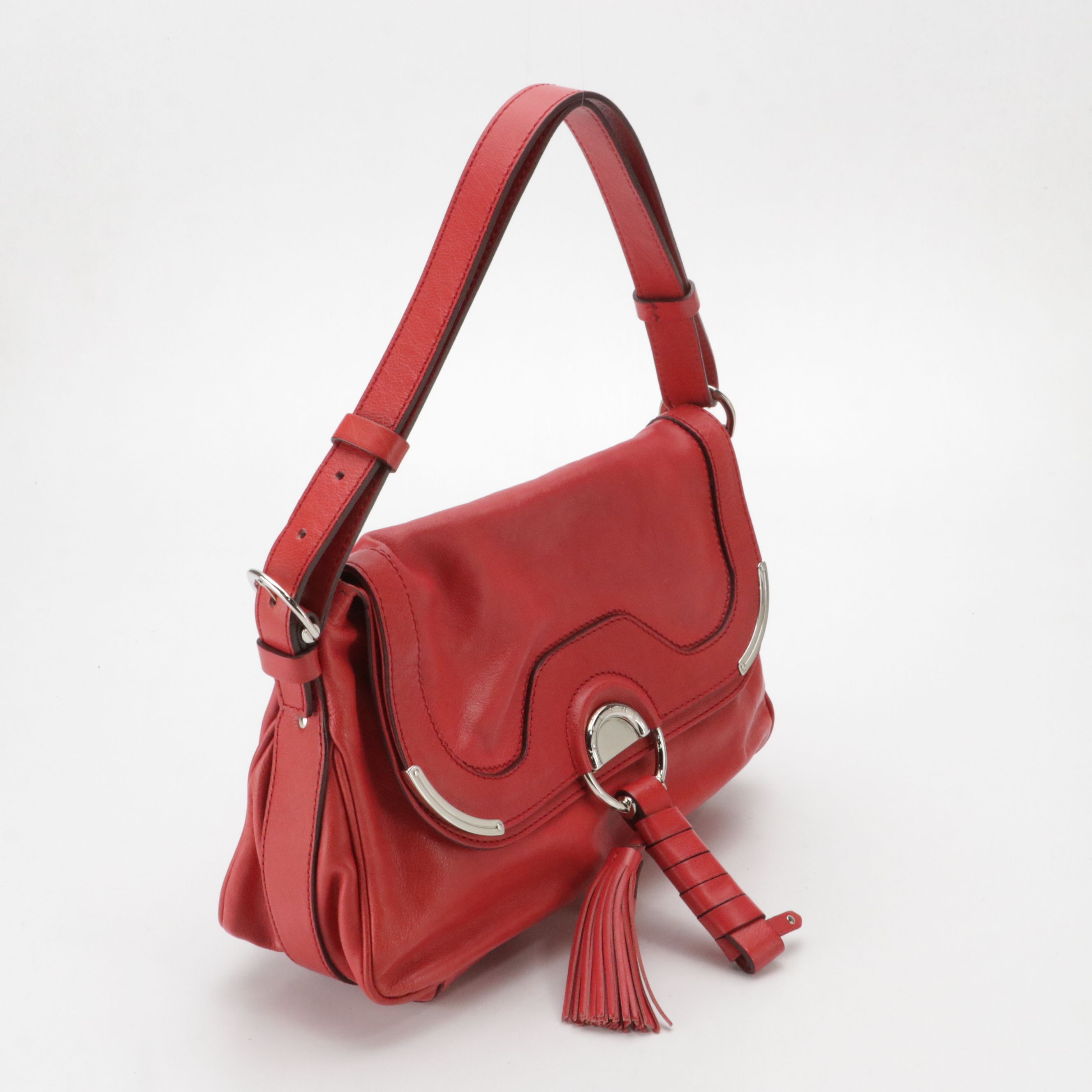 Celine Red Grain Leather Tassel Daydream Shoulder Bag