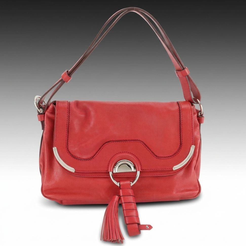 Celine Red Grain Leather Tassel Daydream Shoulder Bag