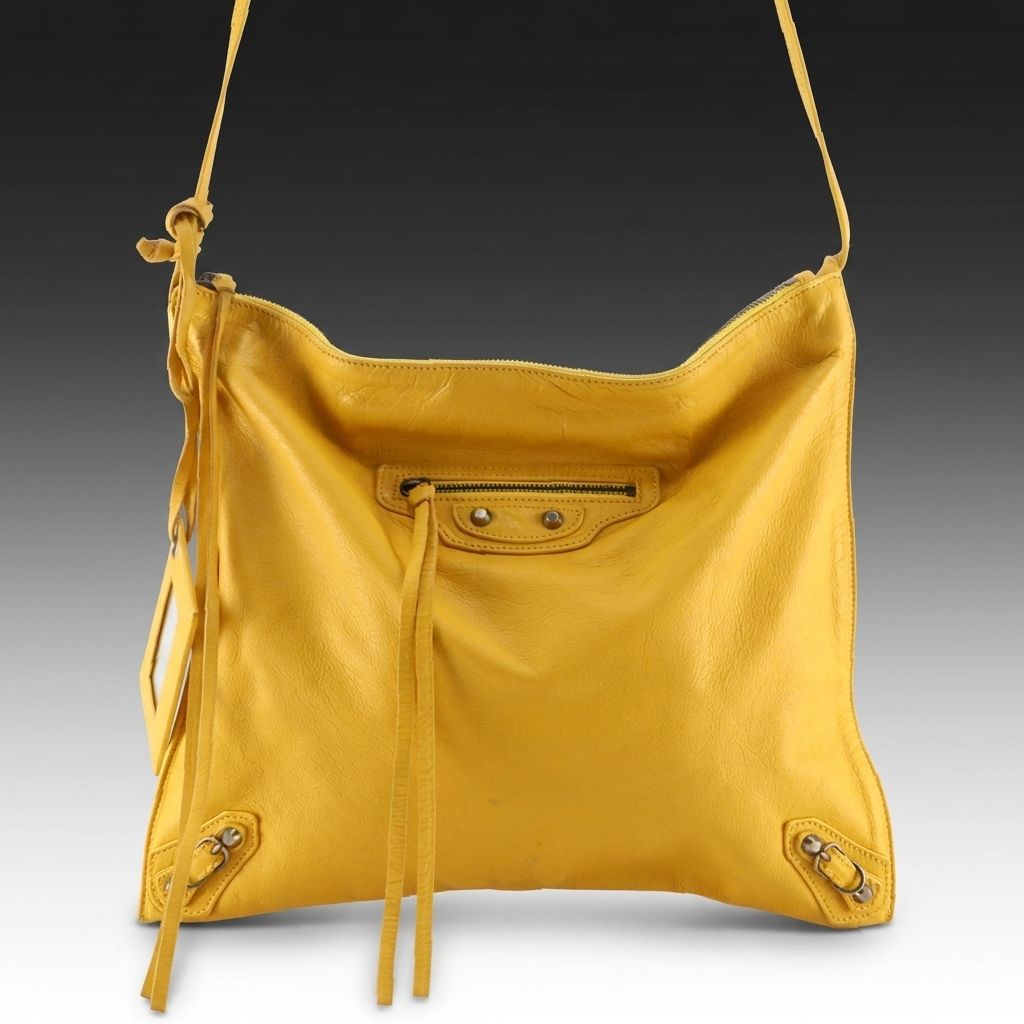Balenciaga Lambskin Leather Papier Flat Crossbody Bag