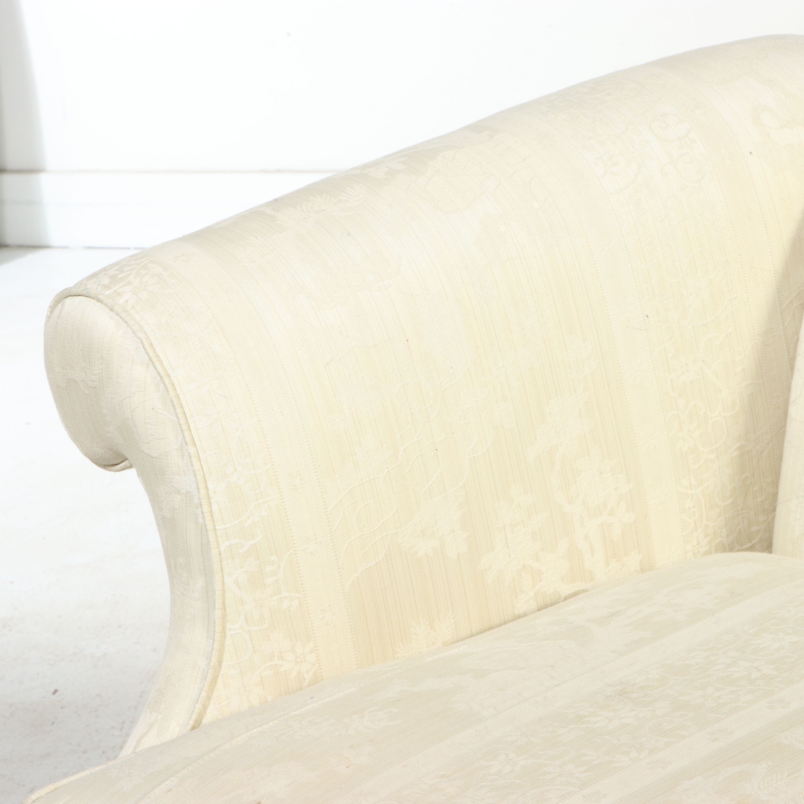 Chippendale Style Loveseat in Ivory Damask