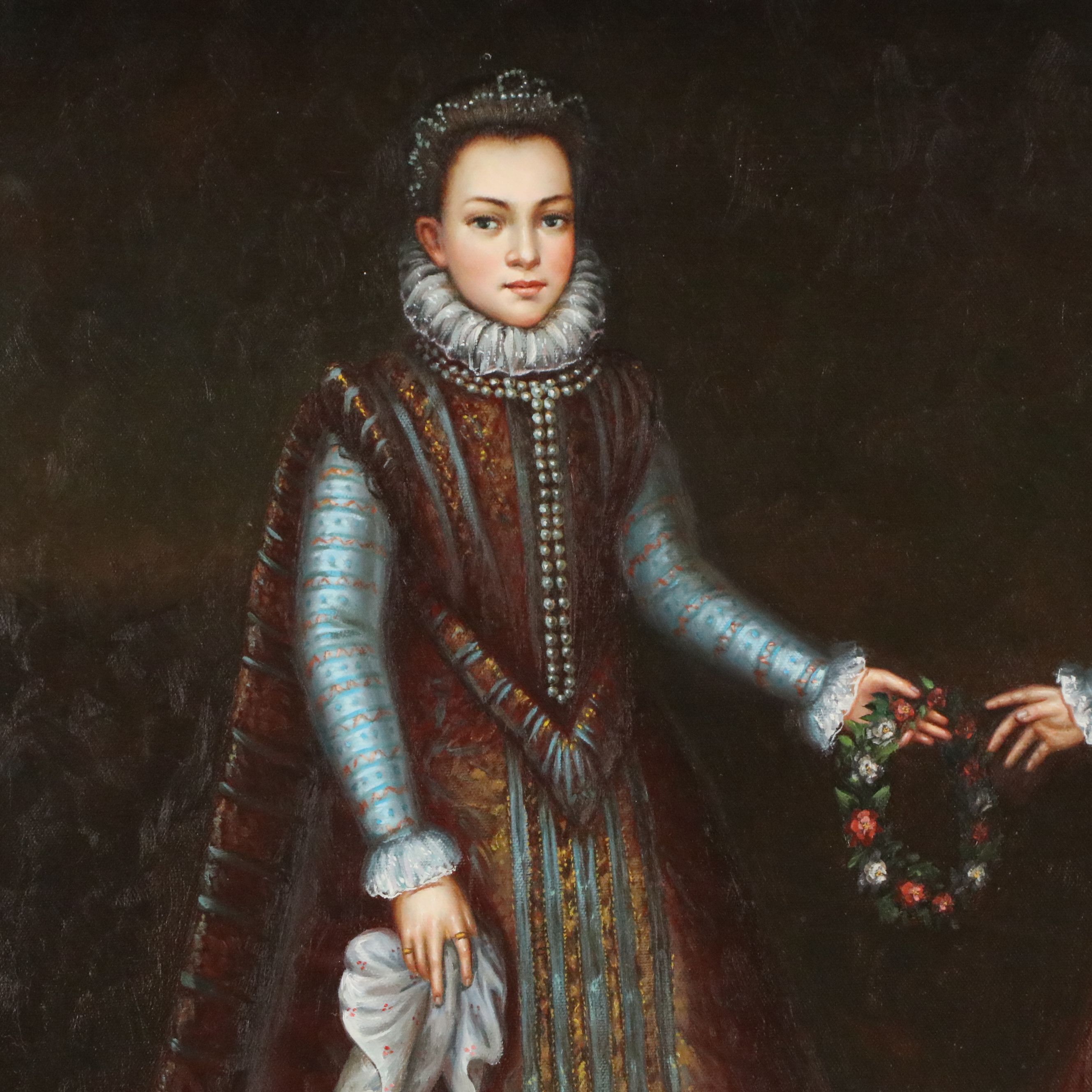 After Alonso Sánchez Coello Oil Painting "Infantas Isabel Clara Eugenia..."