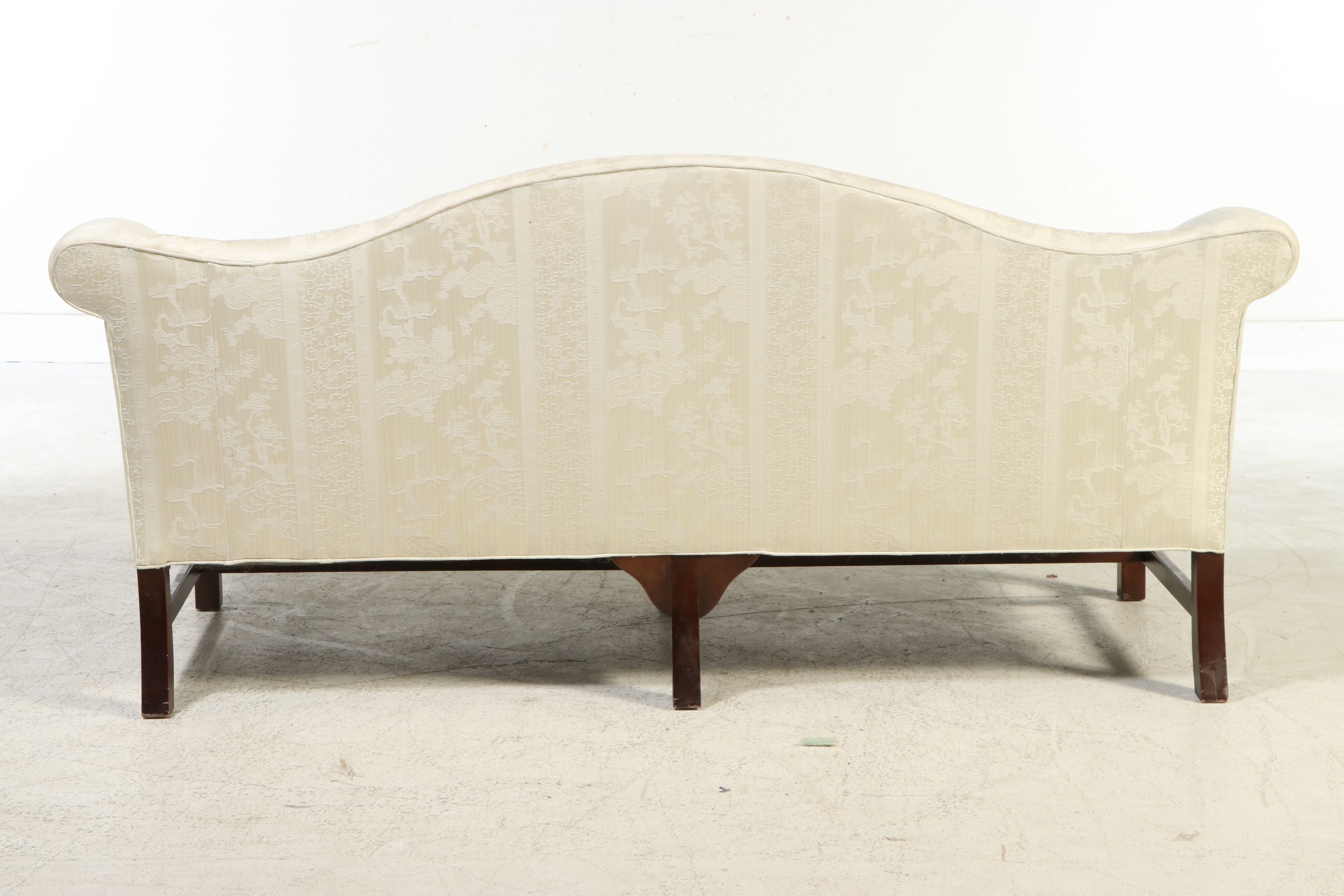 Chippendale Style Loveseat in Ivory Damask