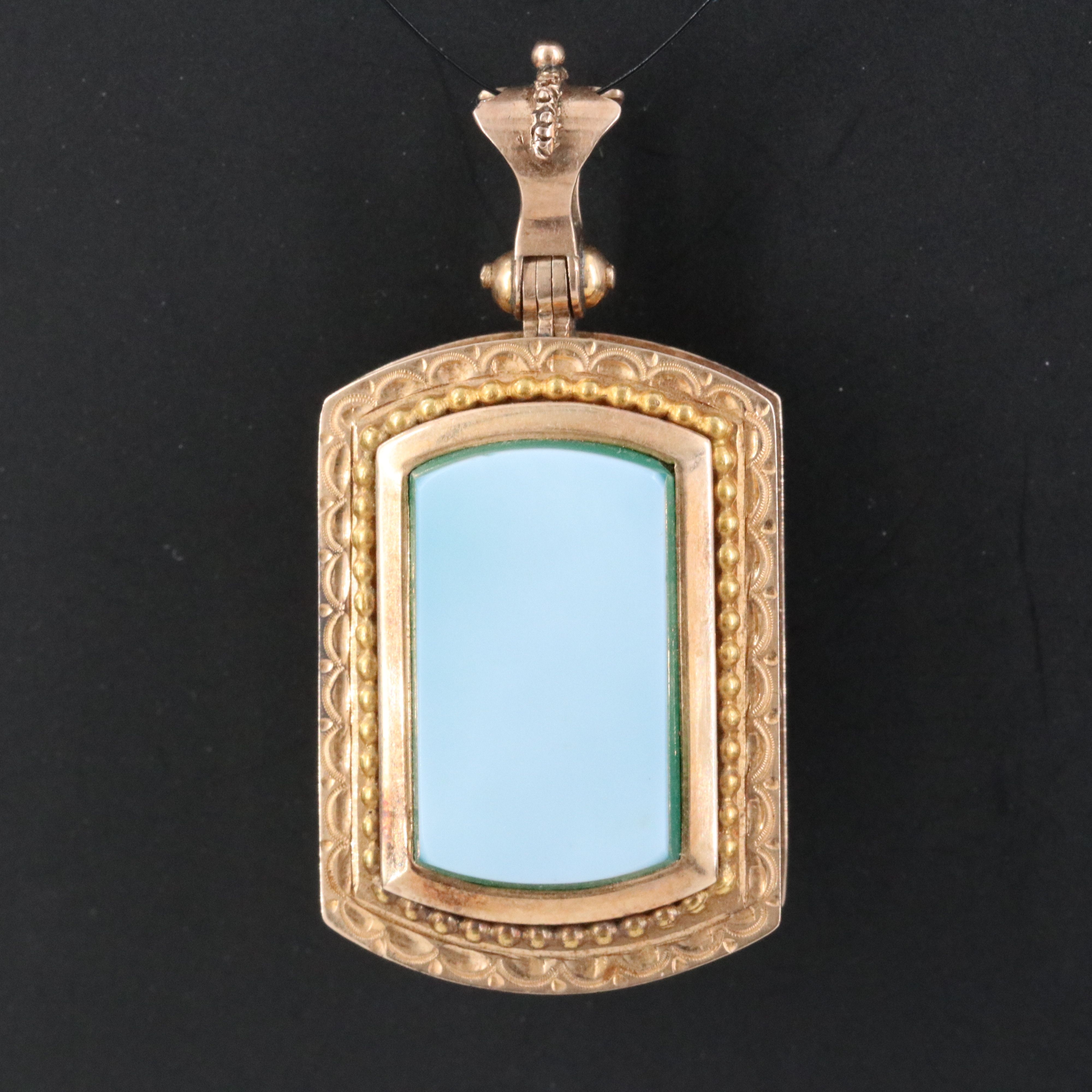 Victorian Green Onyx & Carnelian Reversible Photo Locket