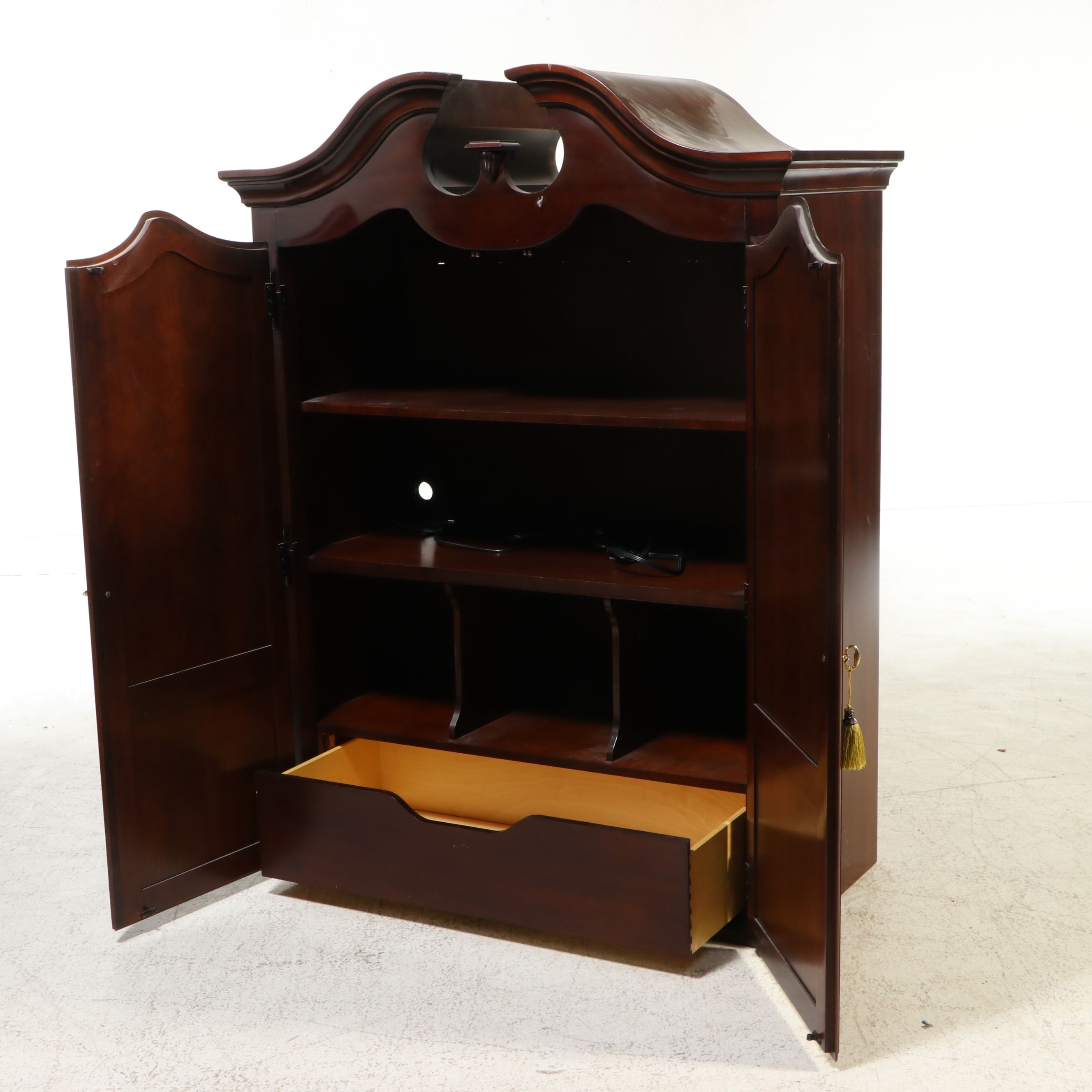 Thomasville Chippendale Style Two-Piece Armoire, Late 20th Century