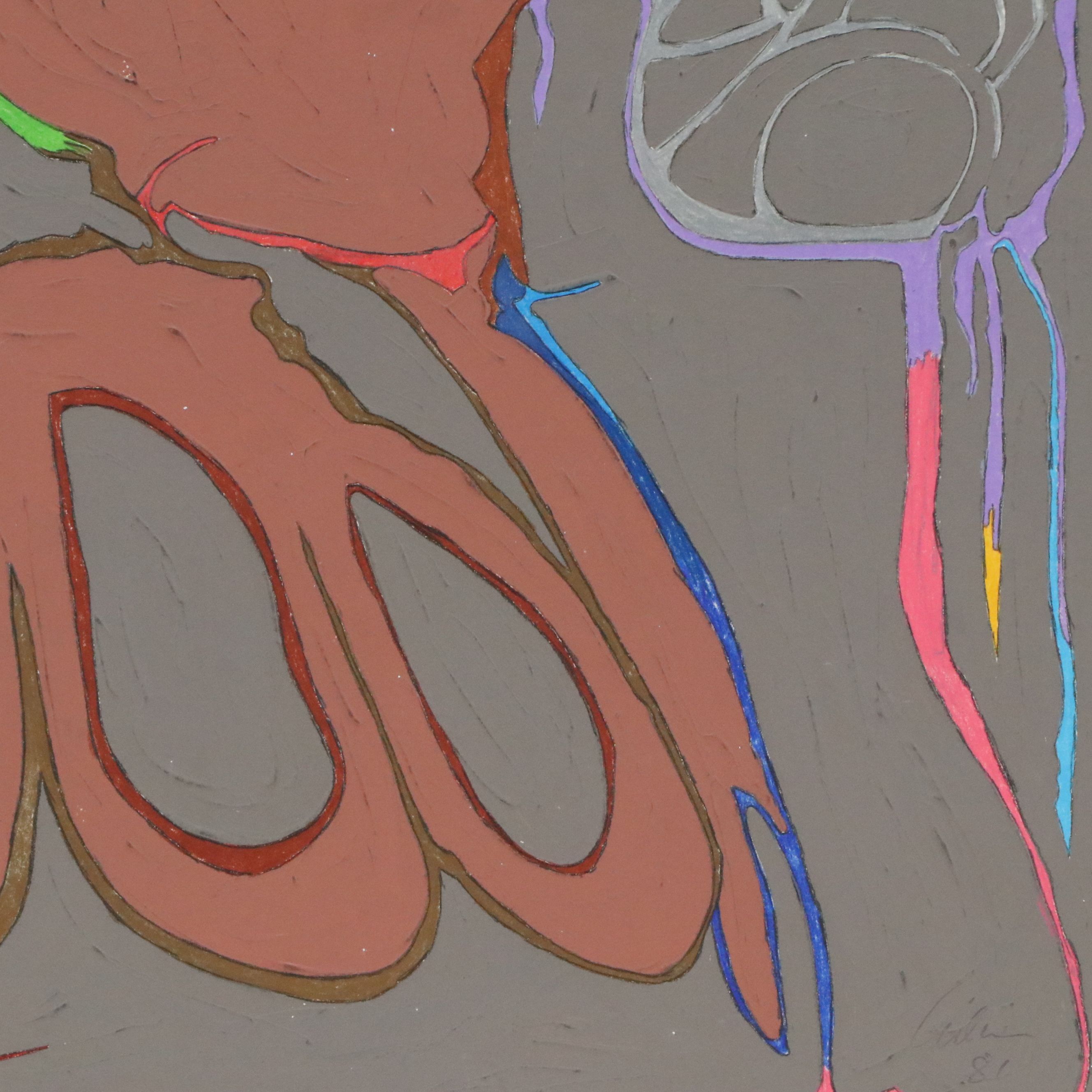 Harry Hilson Mixed Media Painting, 1981