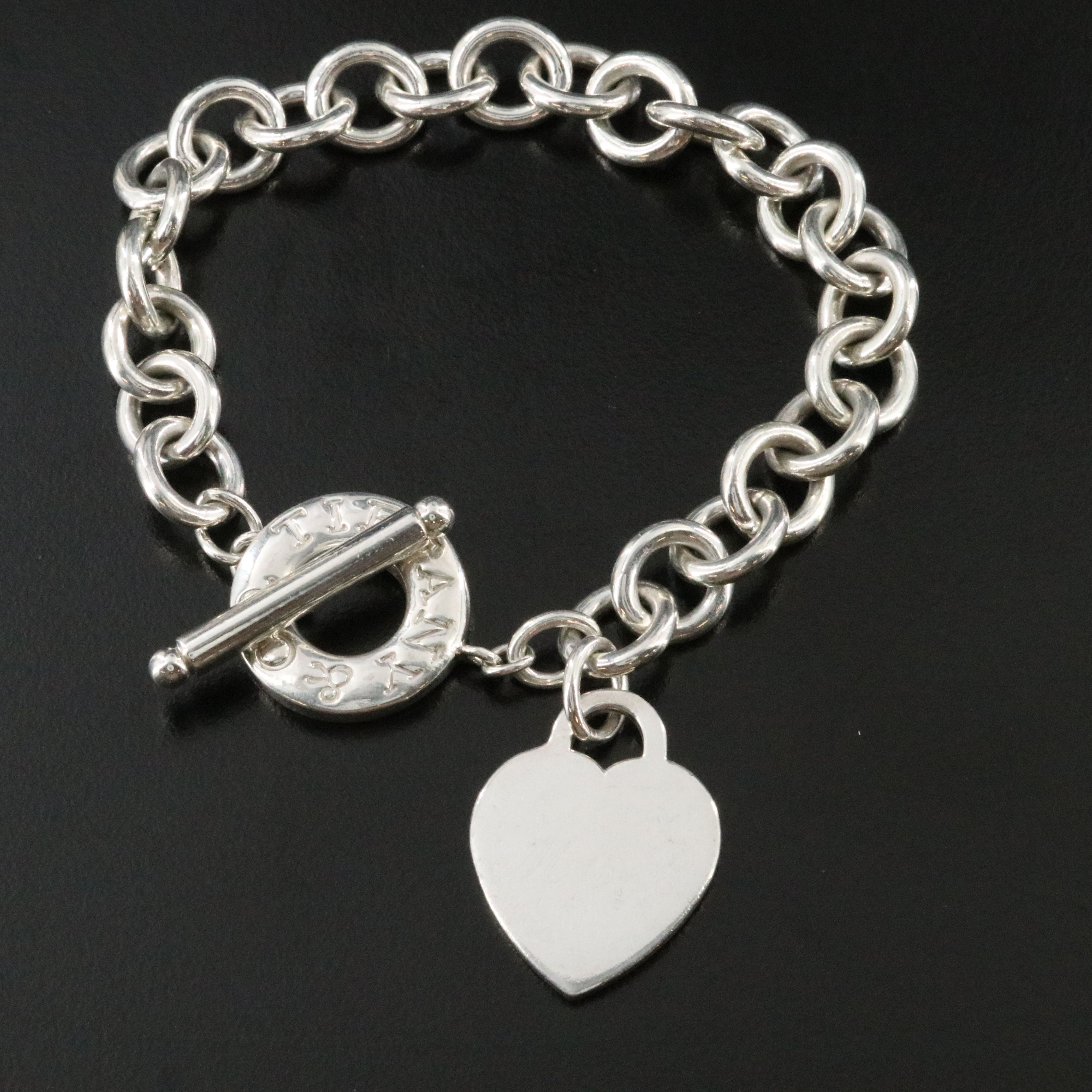 Tiffany & Co. Sterling Heart Tag Toggle Charm Bracelet