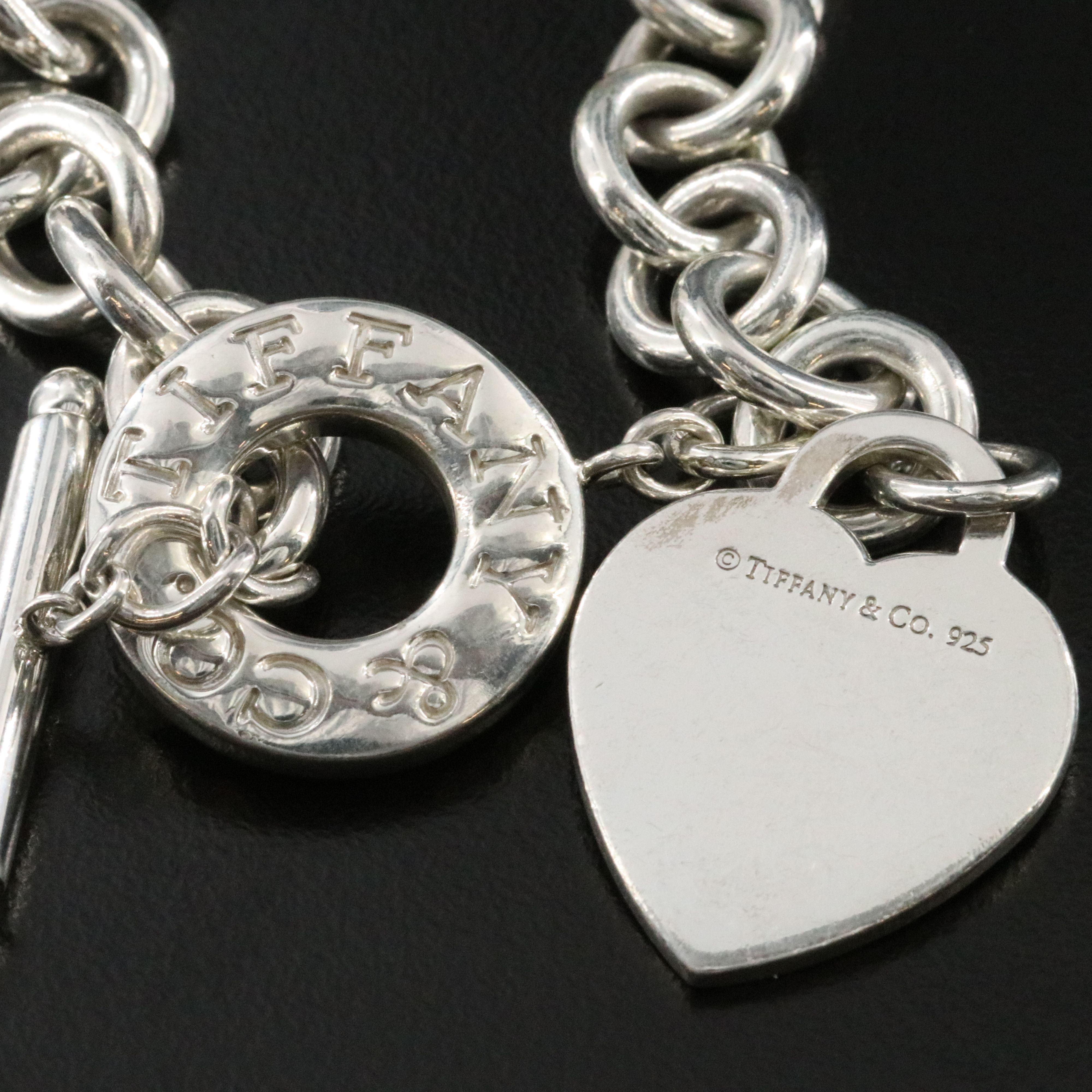 Tiffany & Co. Sterling Heart Tag Toggle Charm Bracelet
